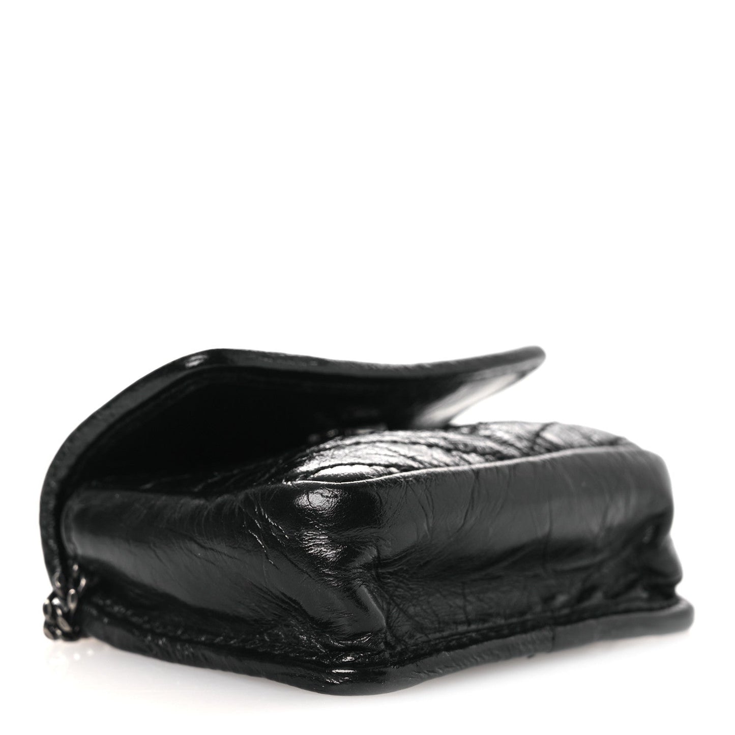 Crinkled Calfskin Matelasse Monogram Niki Airpods Holder Micro Bag Black