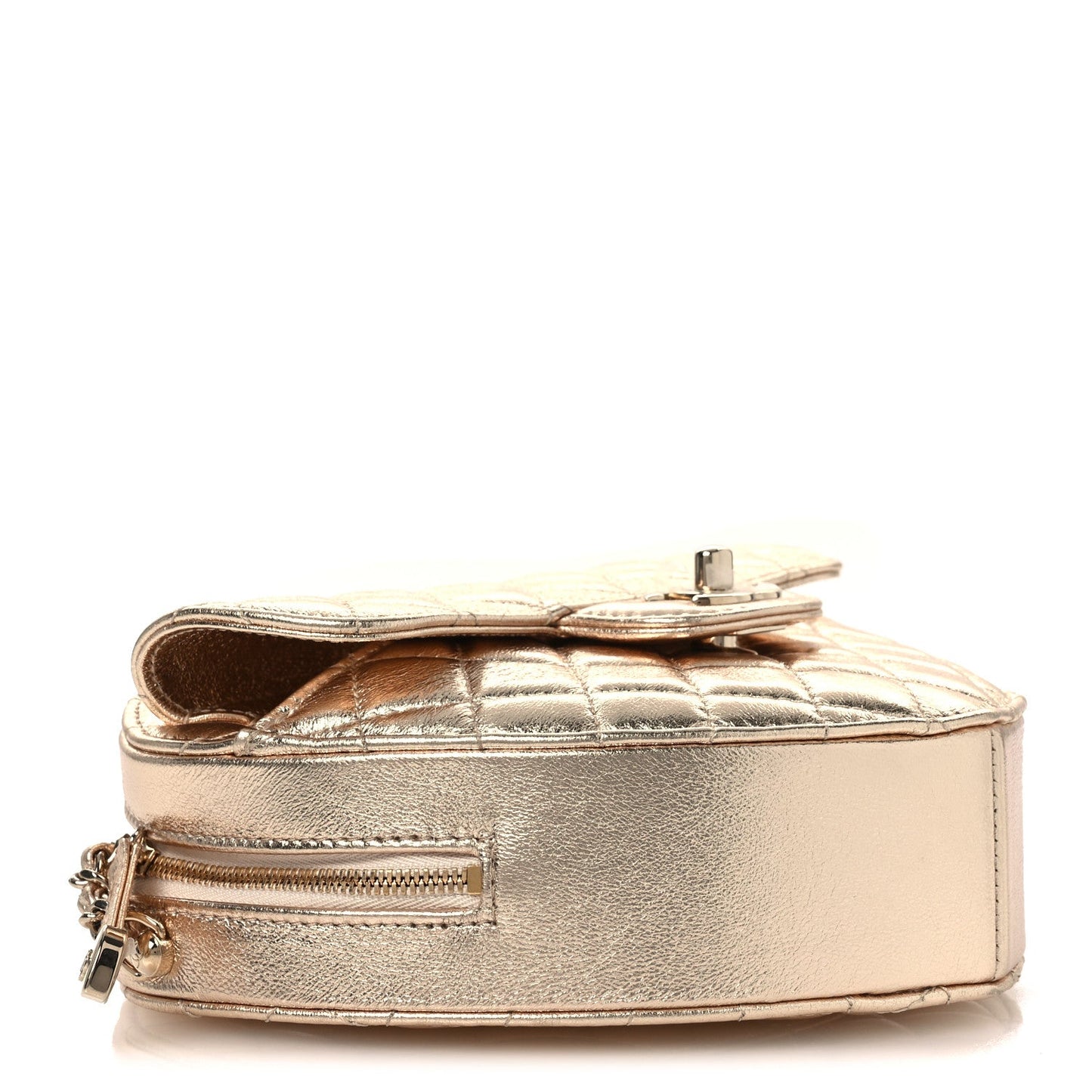 Metallic Lambskin Quilted CC In Love Heart Bag Gold