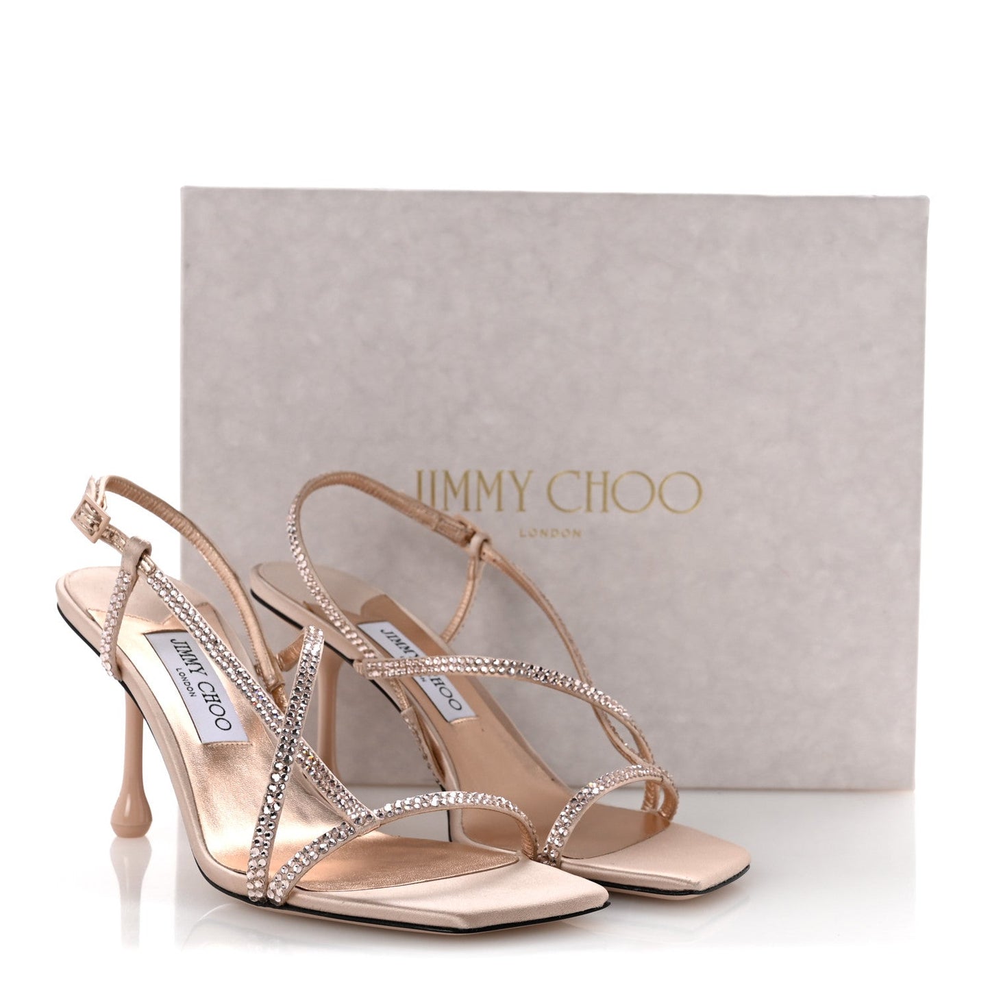 Satin Crystal Etana 80 Sandals 39.5 Macaron