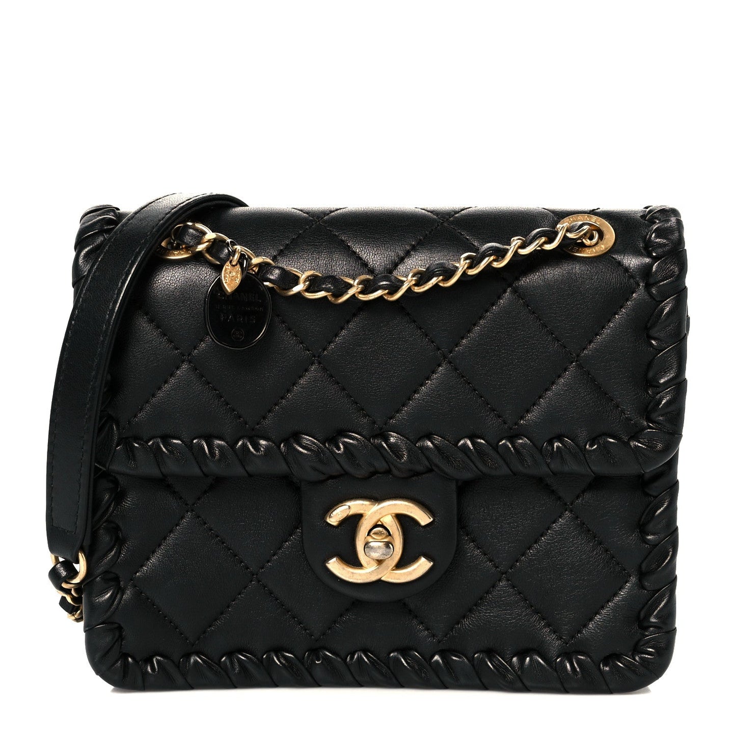 Calfskin Braided Mini My Own Frame Flap Black