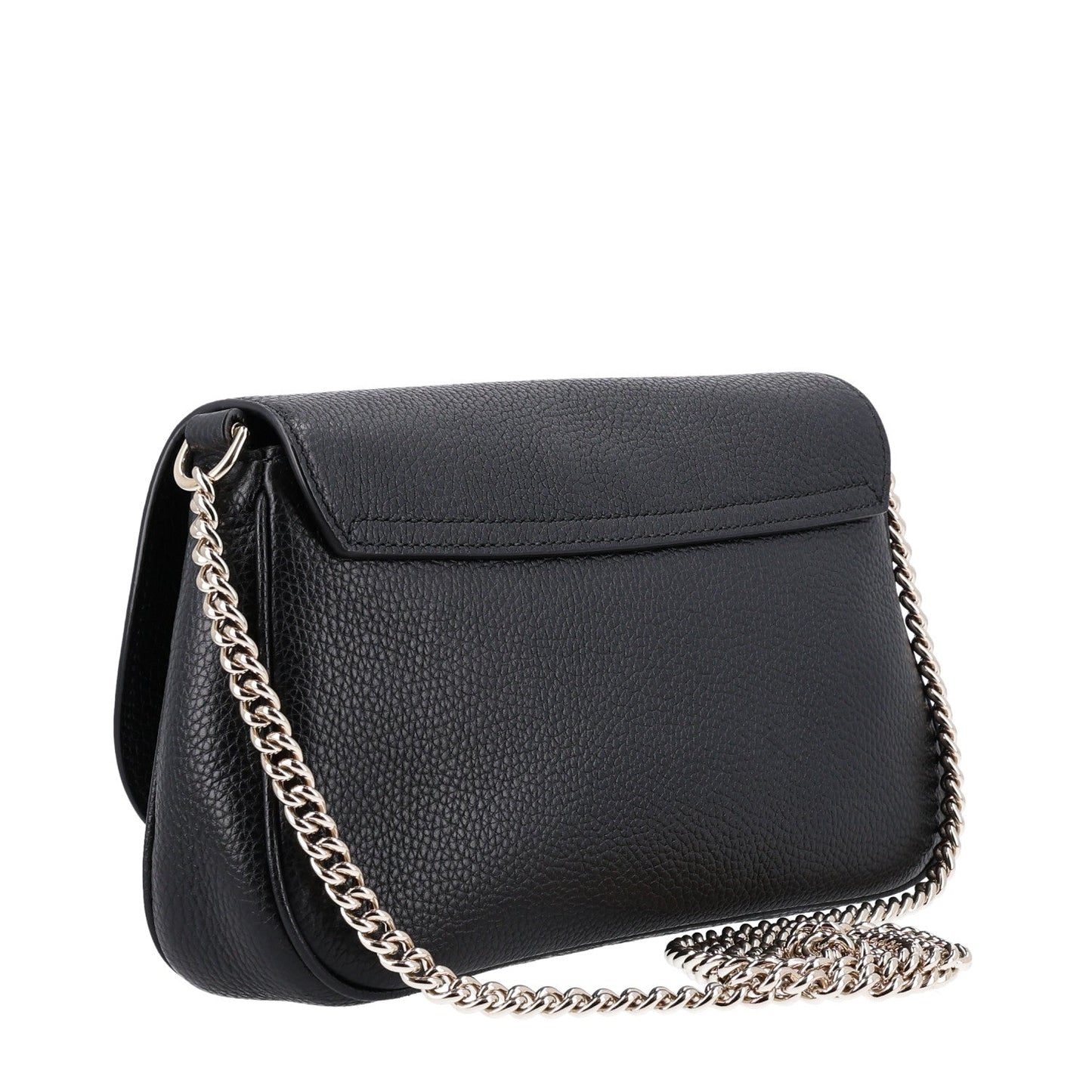Pebbled Calfskin Medium Soho Flap Crossbody Black