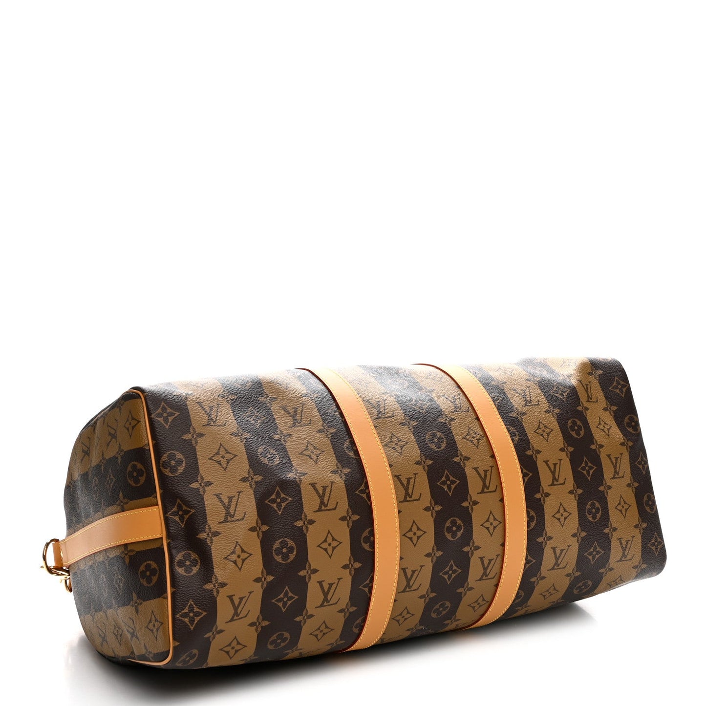 X NIGO Reverse Monogram Stripe Keepall Bandouliere 50 Brown