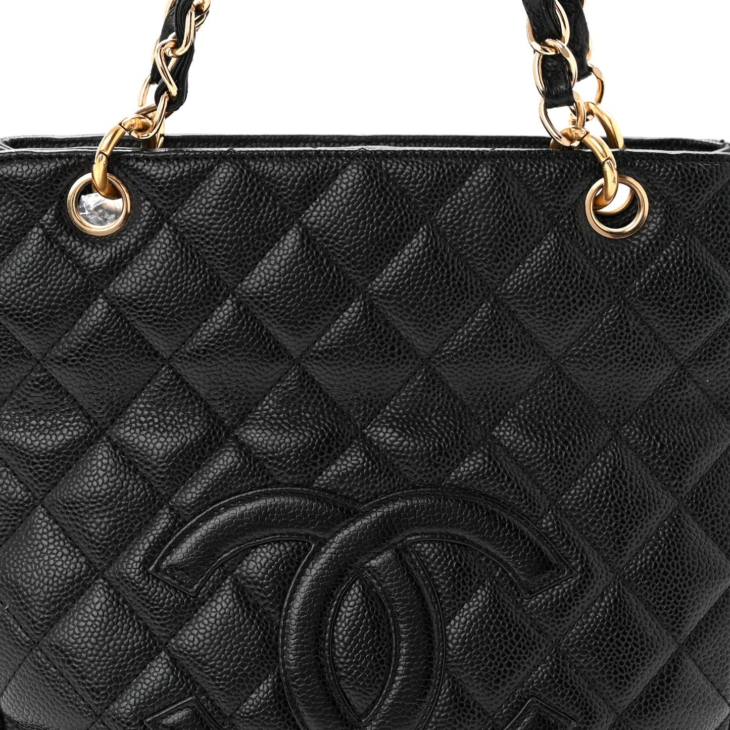 Caviar Quilted Petit Shopping Tote PST Black