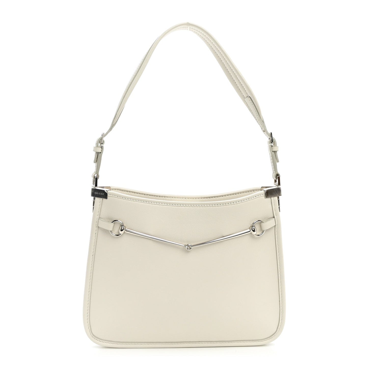 Calfskin Horsebit Slim Shoulder Bag White