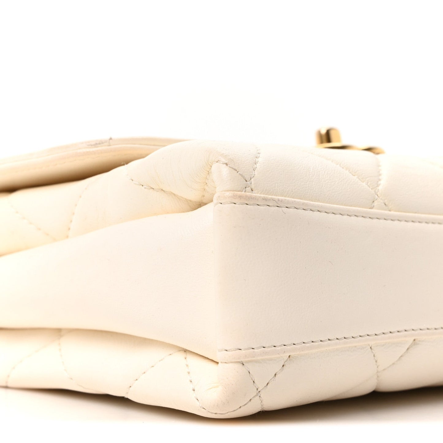 Lambskin Quilted Small CC Crystal Logo Chain Flap White