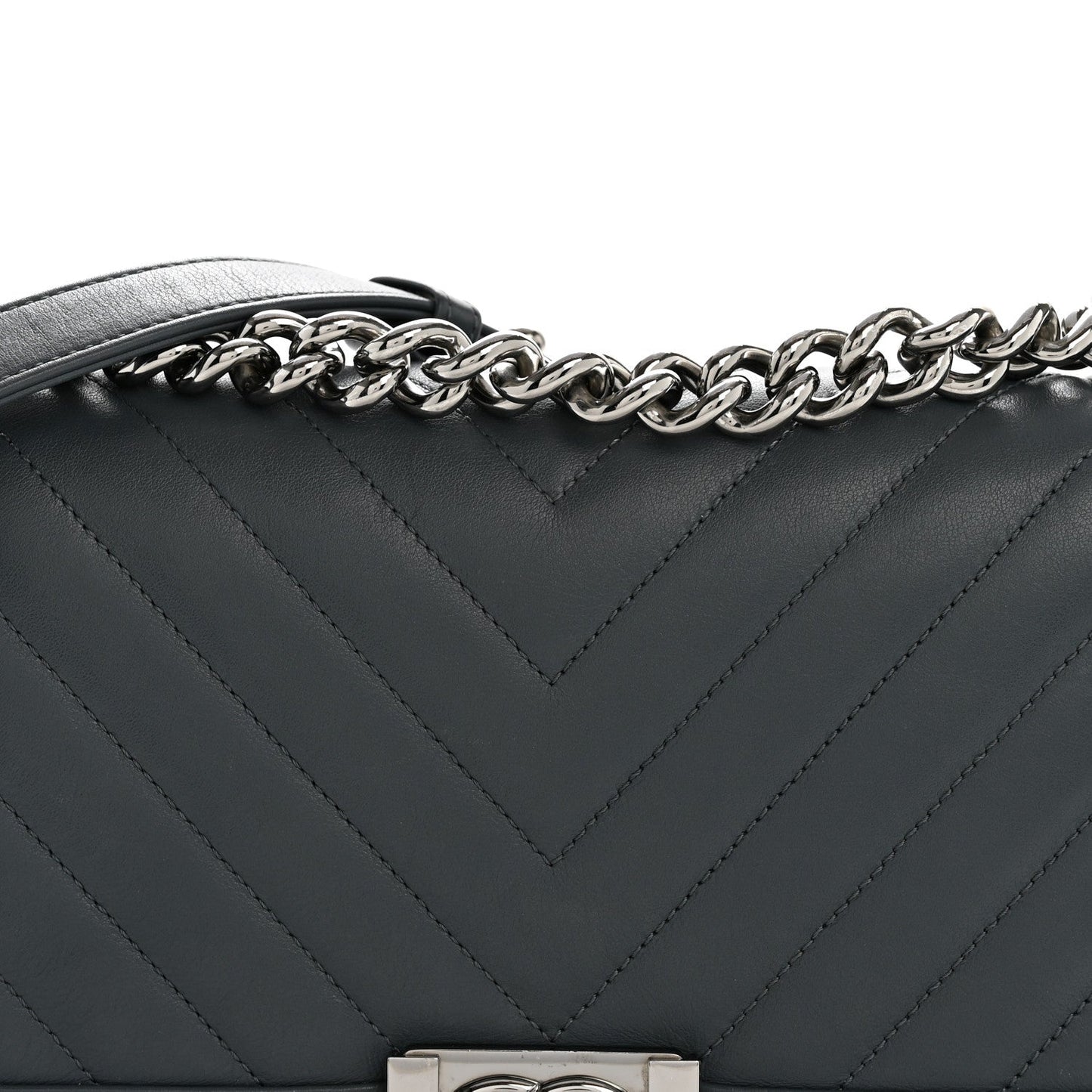 Calfskin Chevron Quilted New Medium Boy Flap Dark Navy Blue