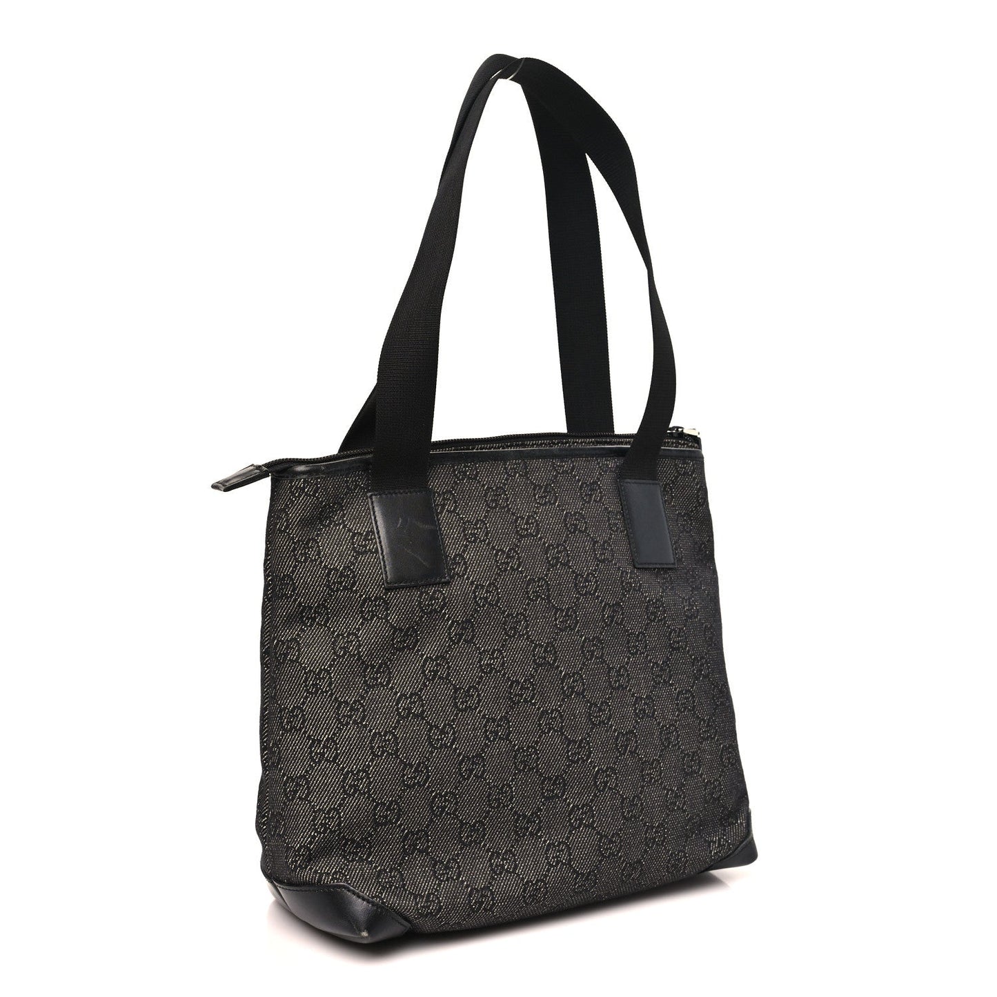 Denim Monogram Tote Bag Black