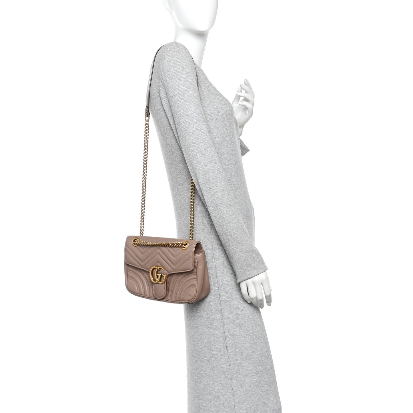 Calfskin Matelasse Small GG Marmont Shoulder Bag Porcelain Rose