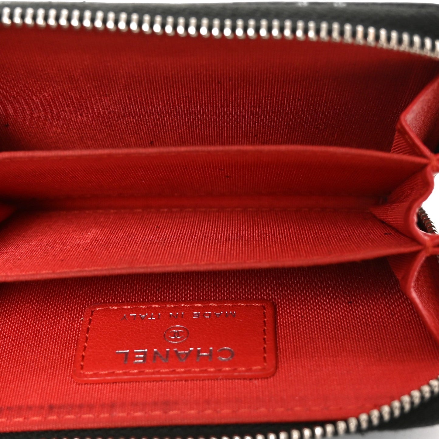 Lambskin Quilted Data Center Zip Around Coin Purse Wallet Black