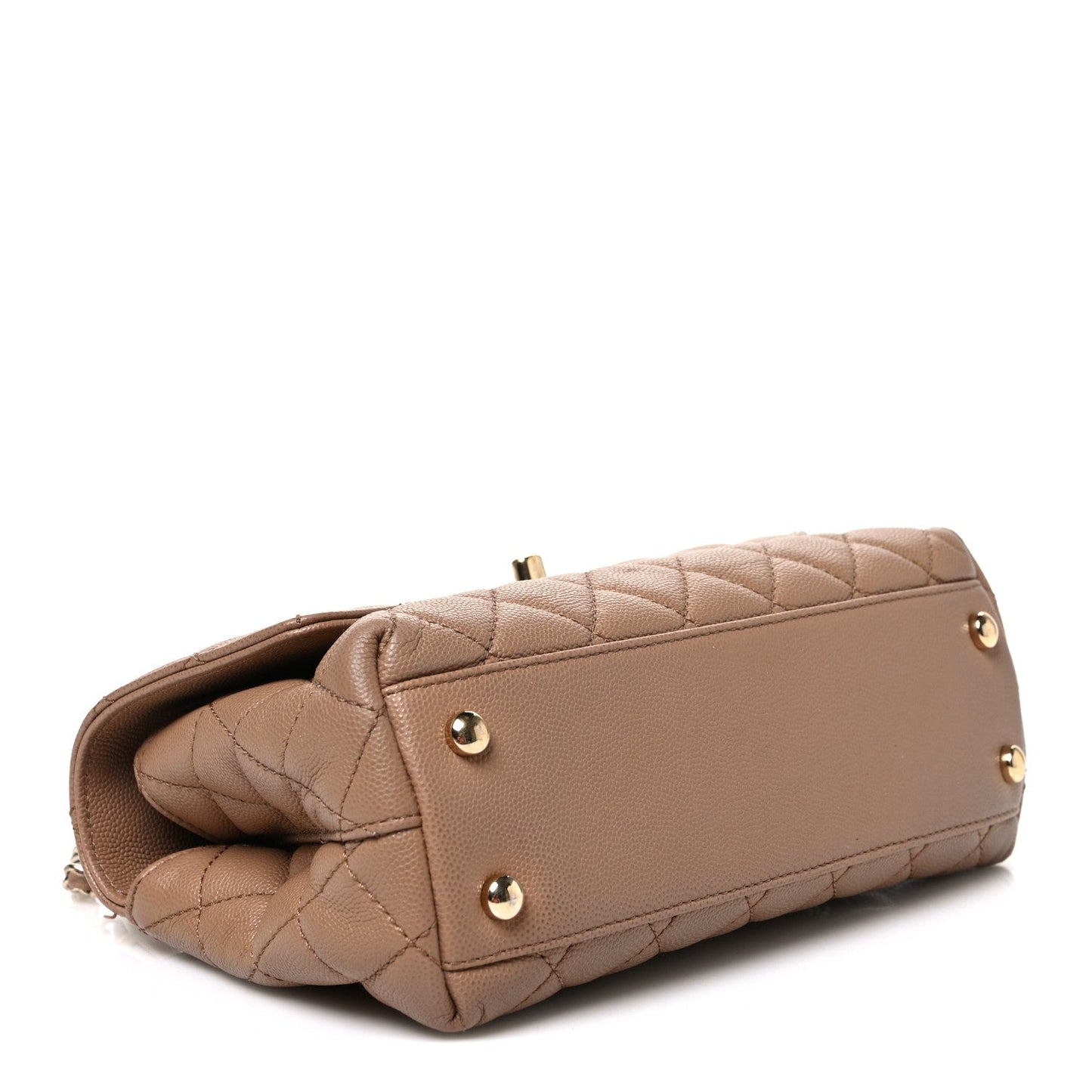 Caviar Quilted Mini Coco Handle Flap Beige