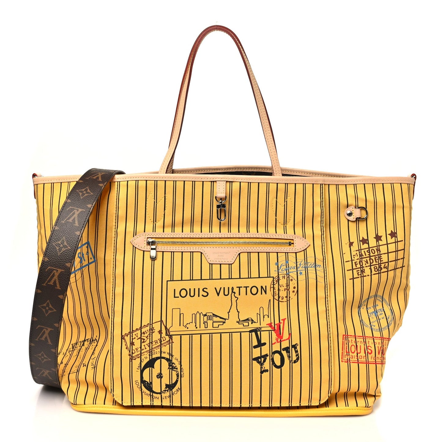 Monogram Stamped Inside Out NYC Neverfull Bandouliere GM Yellow