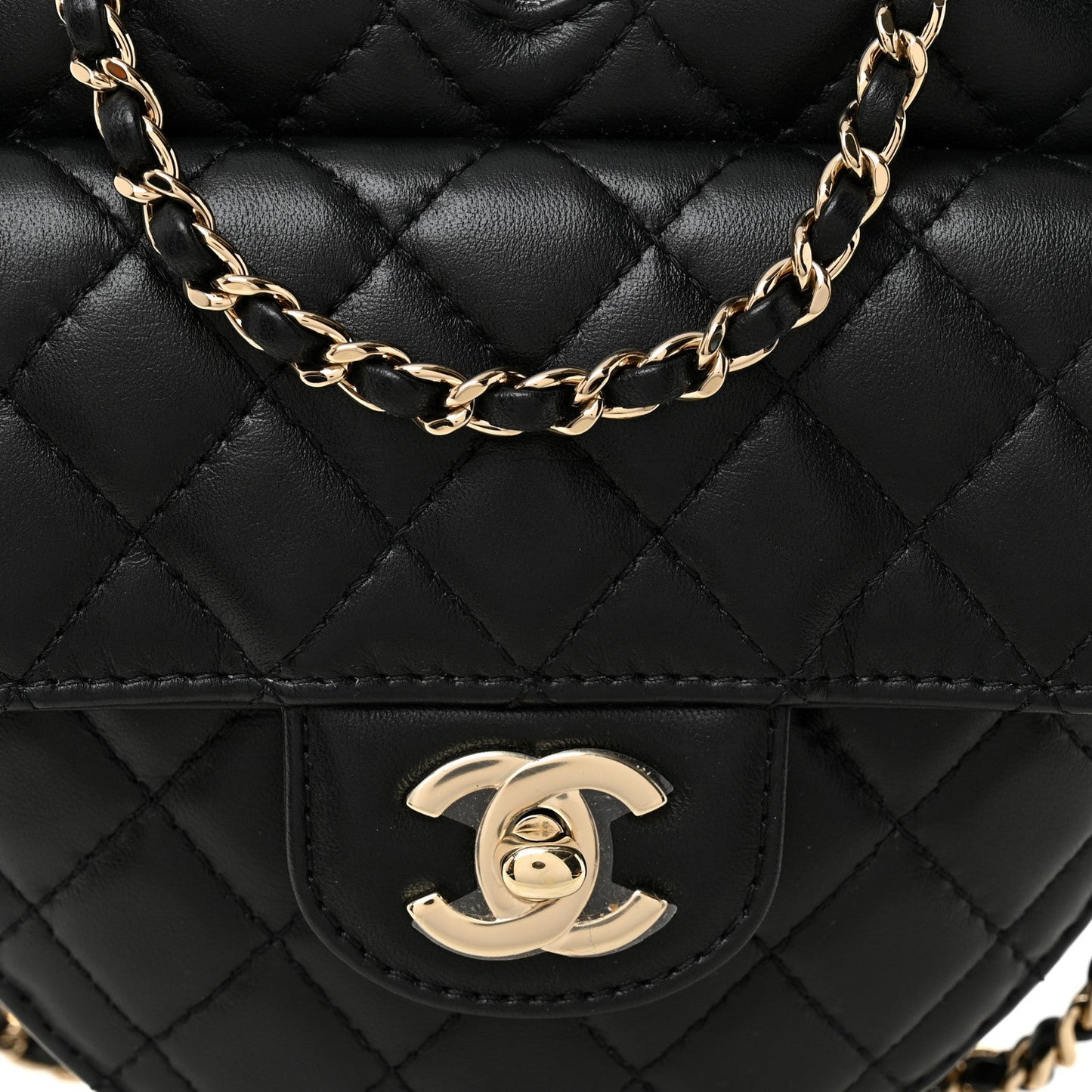 Lambskin Quilted CC In Love Heart Bag Black