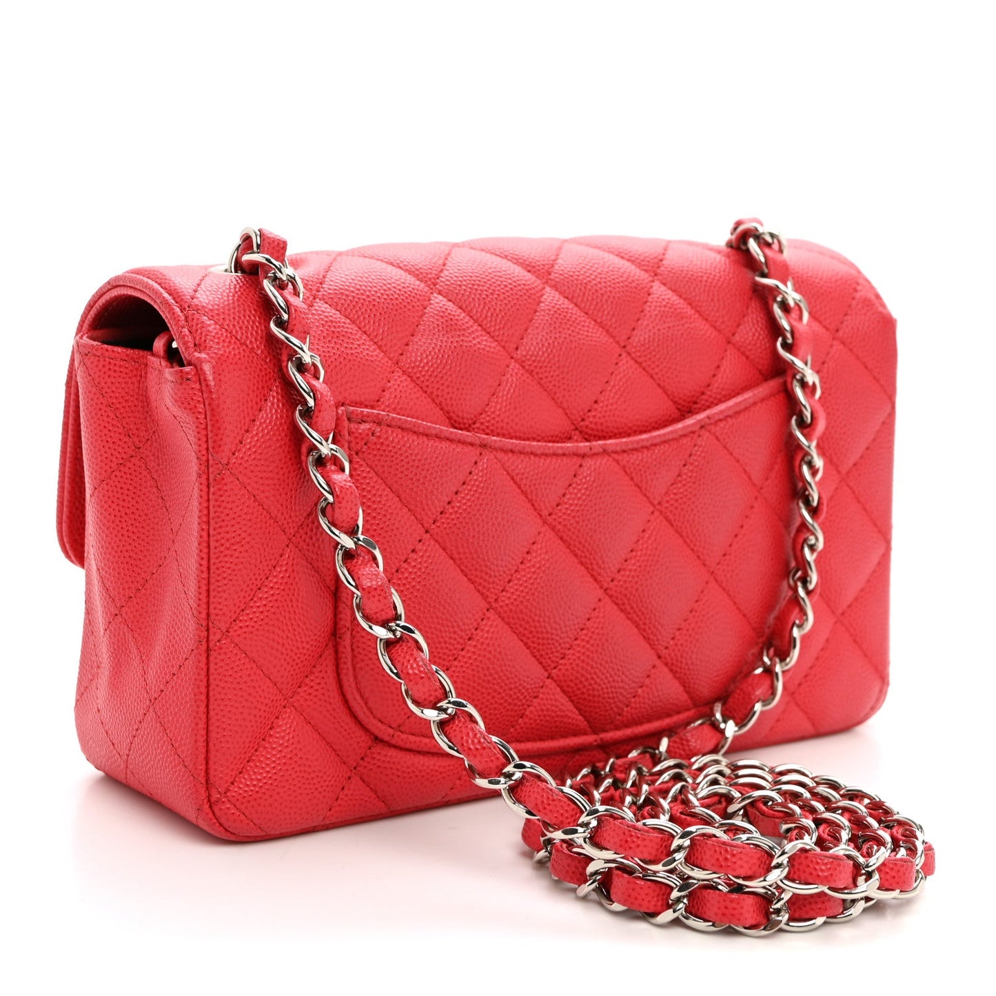 Caviar Quilted Mini Rectangular Flap Dark Pink