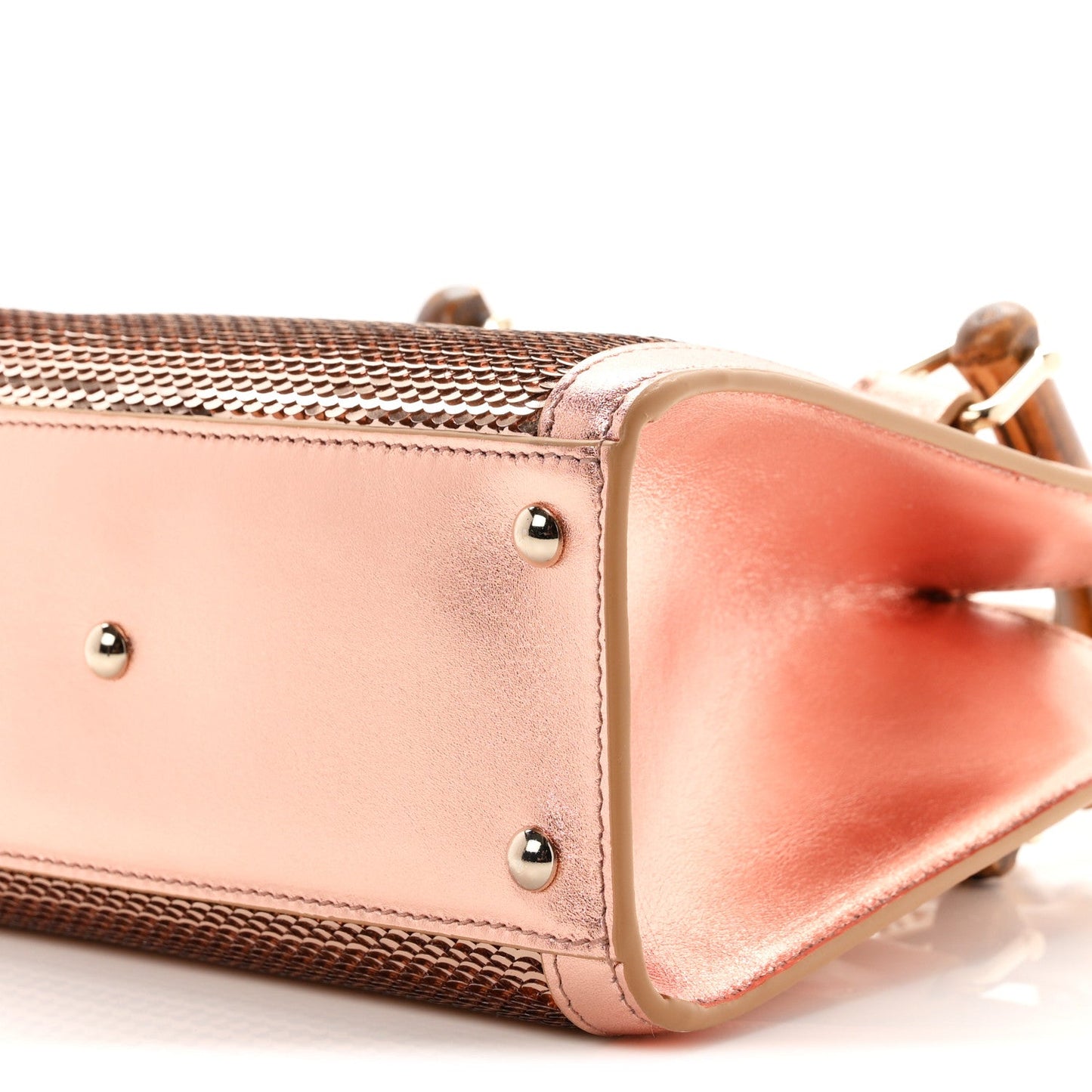 Metallic Calfskin Sequin Mini Diana Tote Bag Bronze