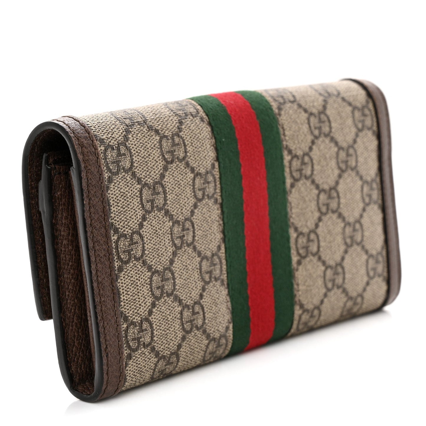 GG Supreme Monogram Web Ophidia Continental Wallet Brown