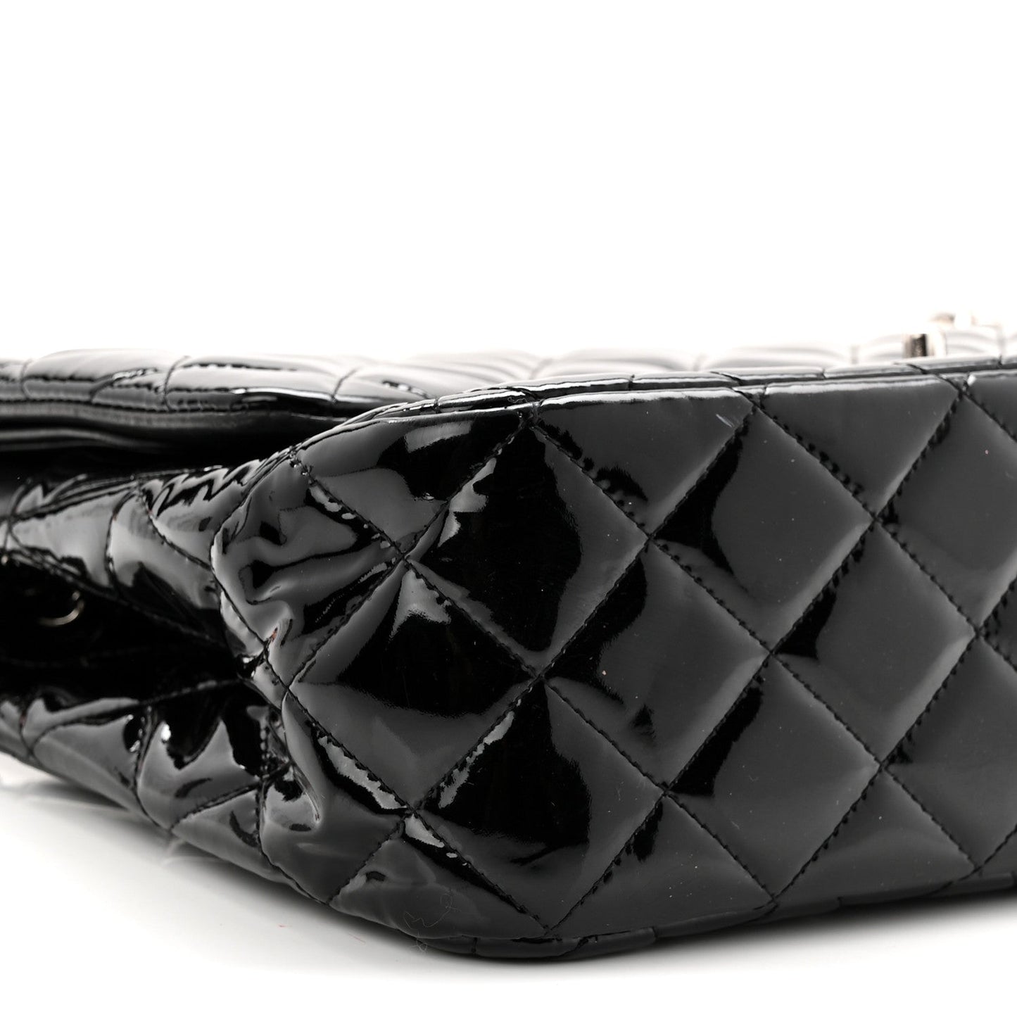 Patent Quilted Jumbo Double Flap Black