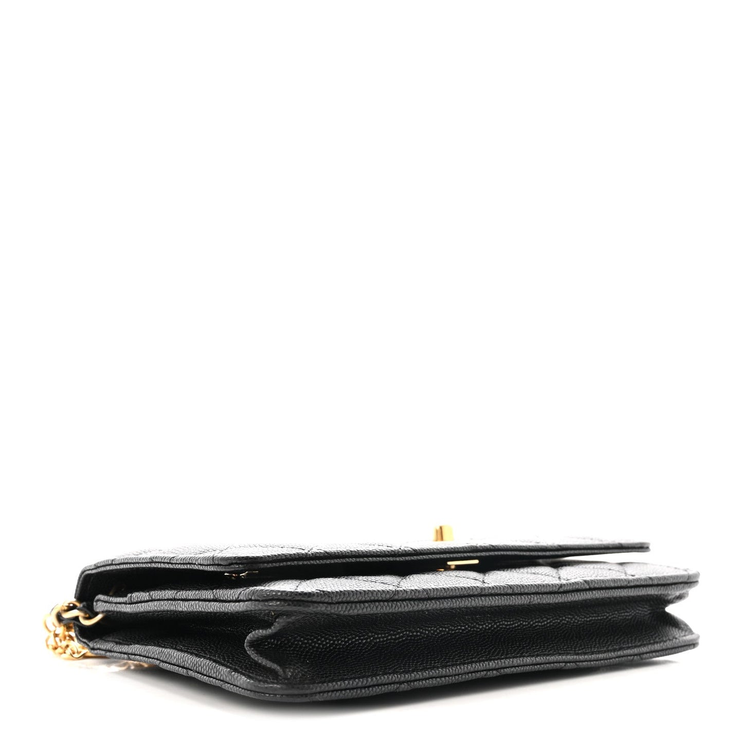Caviar Quilted Medallion Wallet on Chain WOC Black