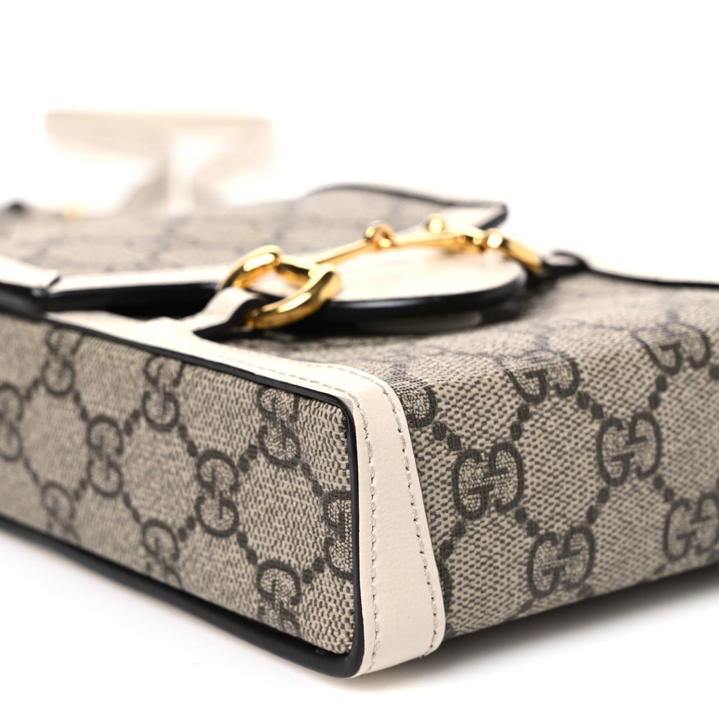 GG Supreme Monogram Azalea Calfskin Mini Horsebit 1955 Crossbody Bag Beige Ebony Mystic White