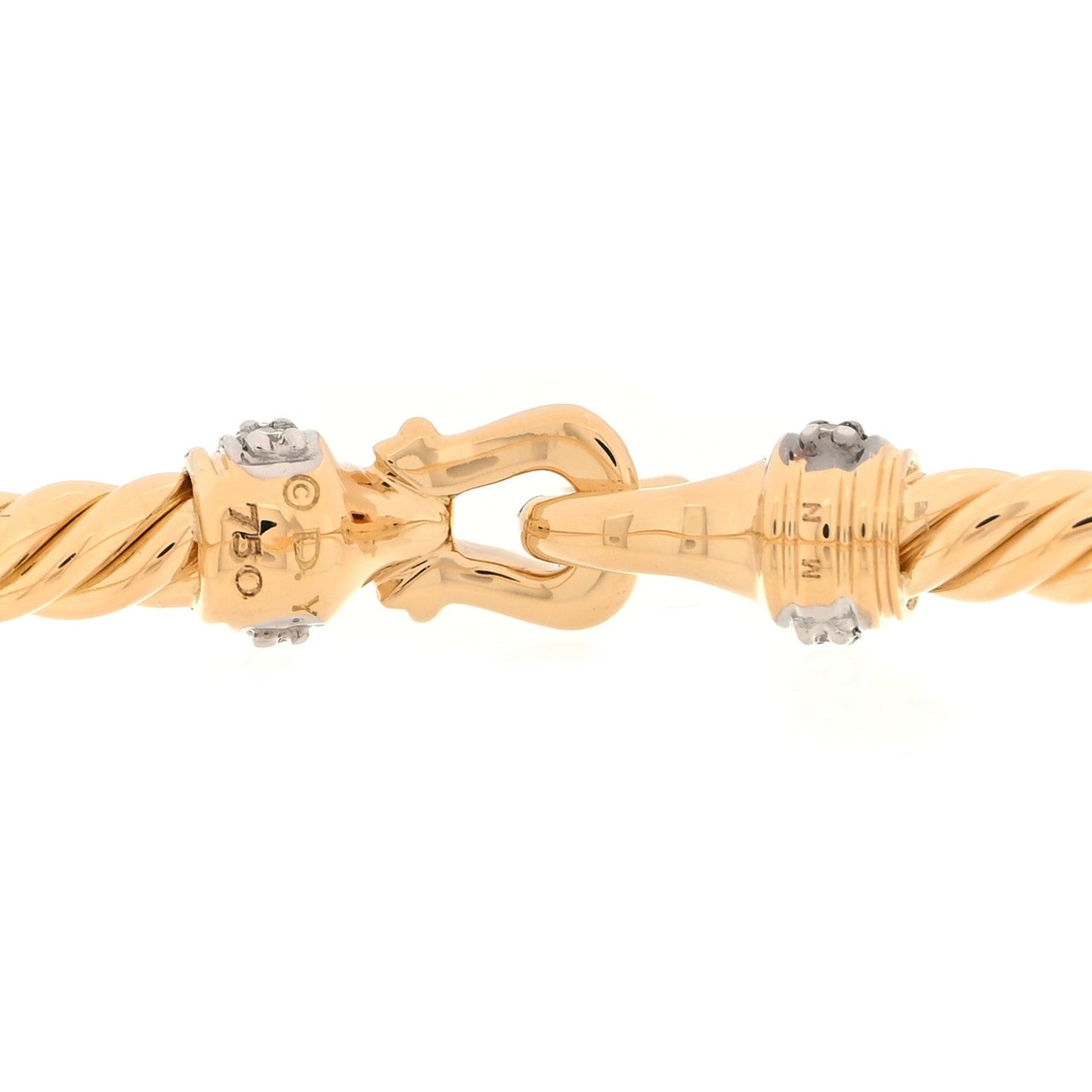 18K Yellow Gold Diamond 2.6mm Cable Collectibles Buckle Bracelet