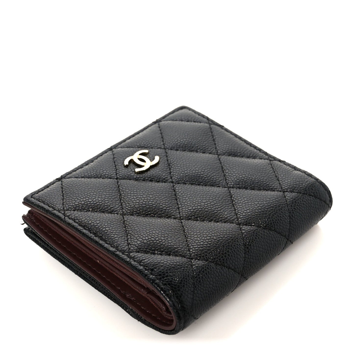 Caviar Quilted CC Zip Compact Wallet Black