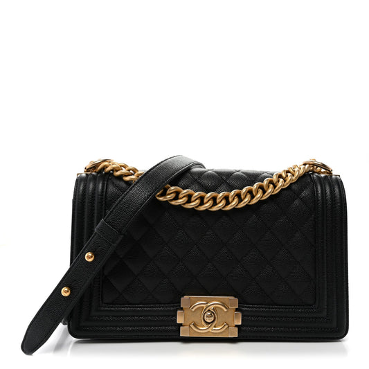 Caviar Quilted Medium Boy Flap Black