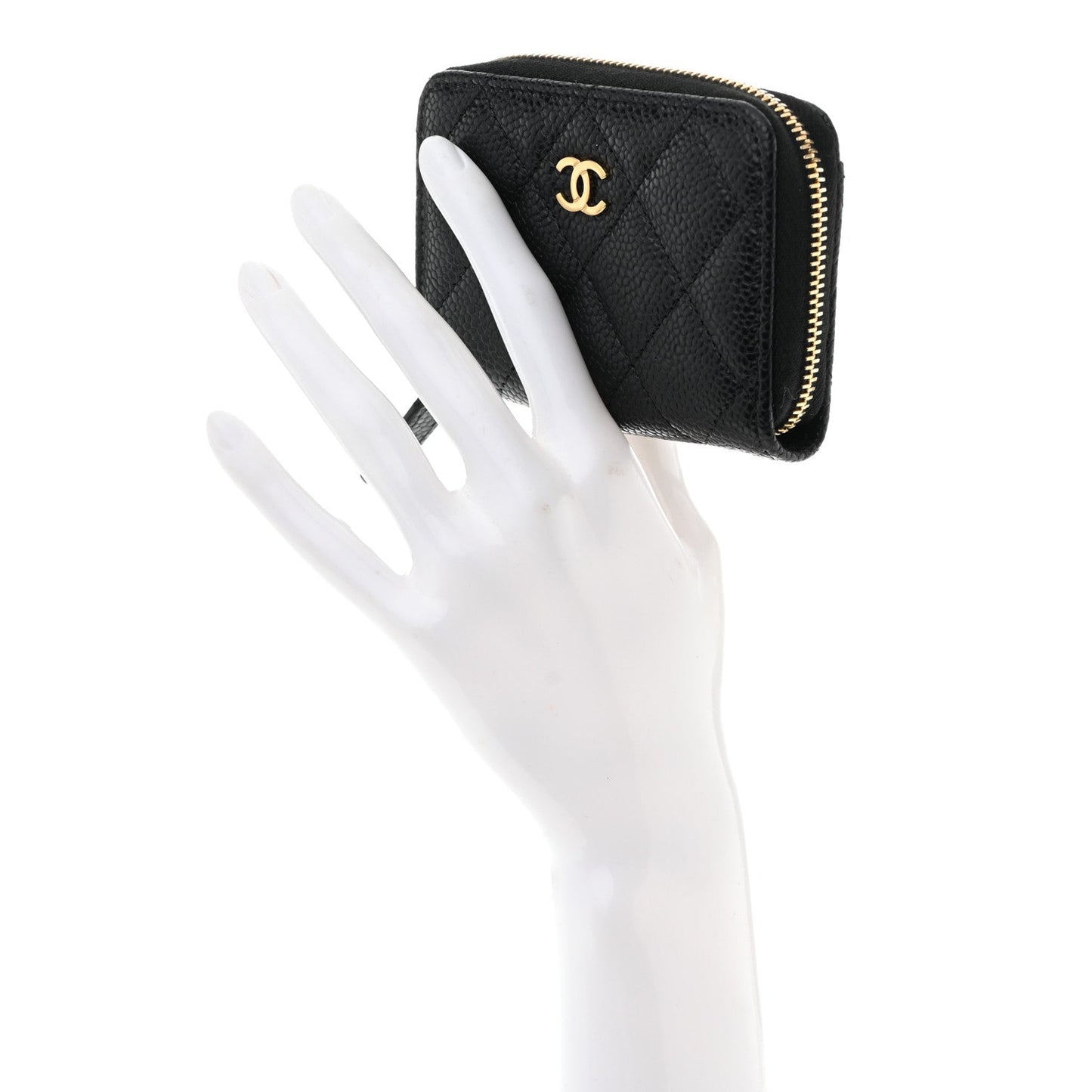 Caviar Quilted Zip Coin Purse Black