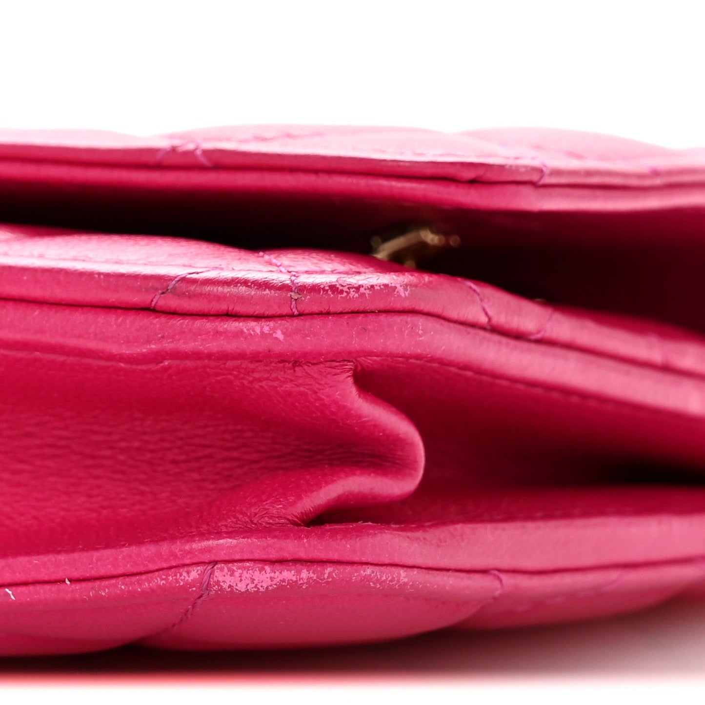 Lambskin Quilted Top Handle Wallet On Chain WOC Pink
