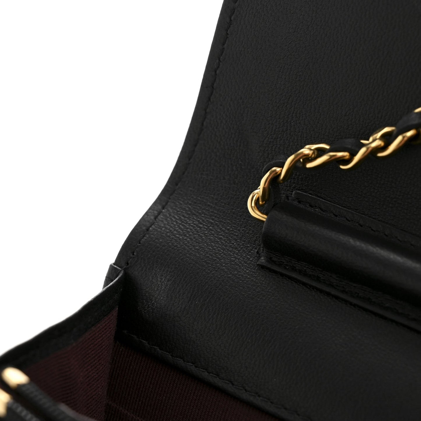 Lambskin Quilted Wallet On Chain WOC Black
