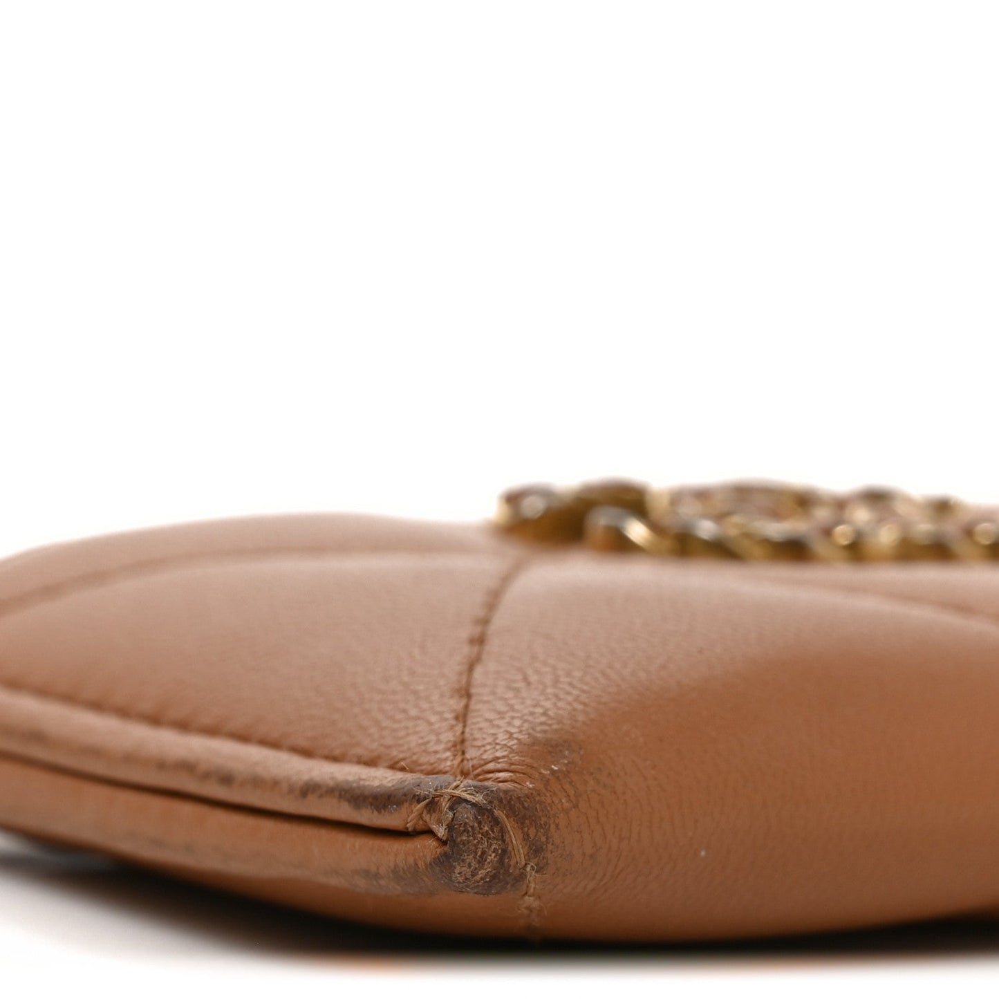 Lambskin Quilted Chanel 19 Card Holder Brown