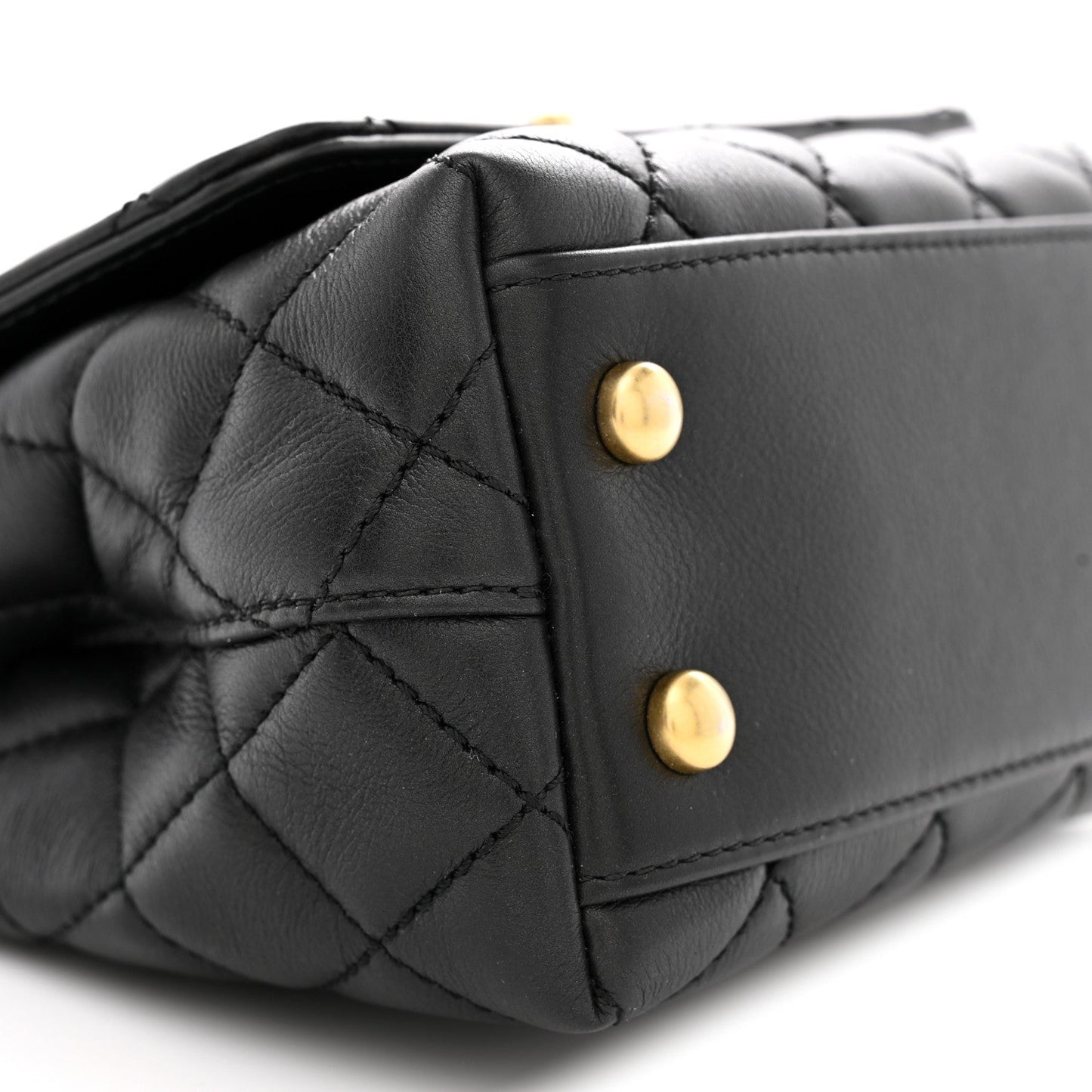 Calfskin Crystal Quilted Extra Mini Coco Handle Flap Black