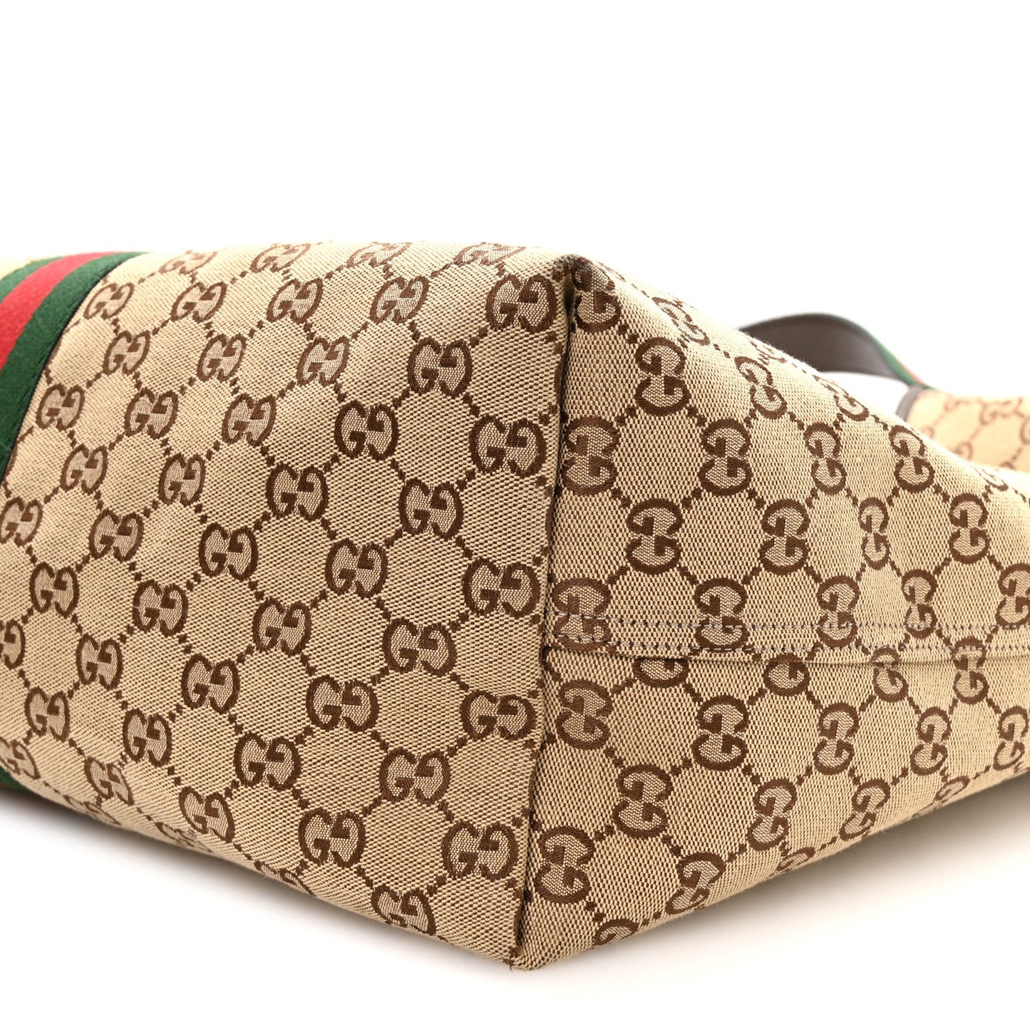 GG Monogram Web Large Giglio Tote Beige Brown