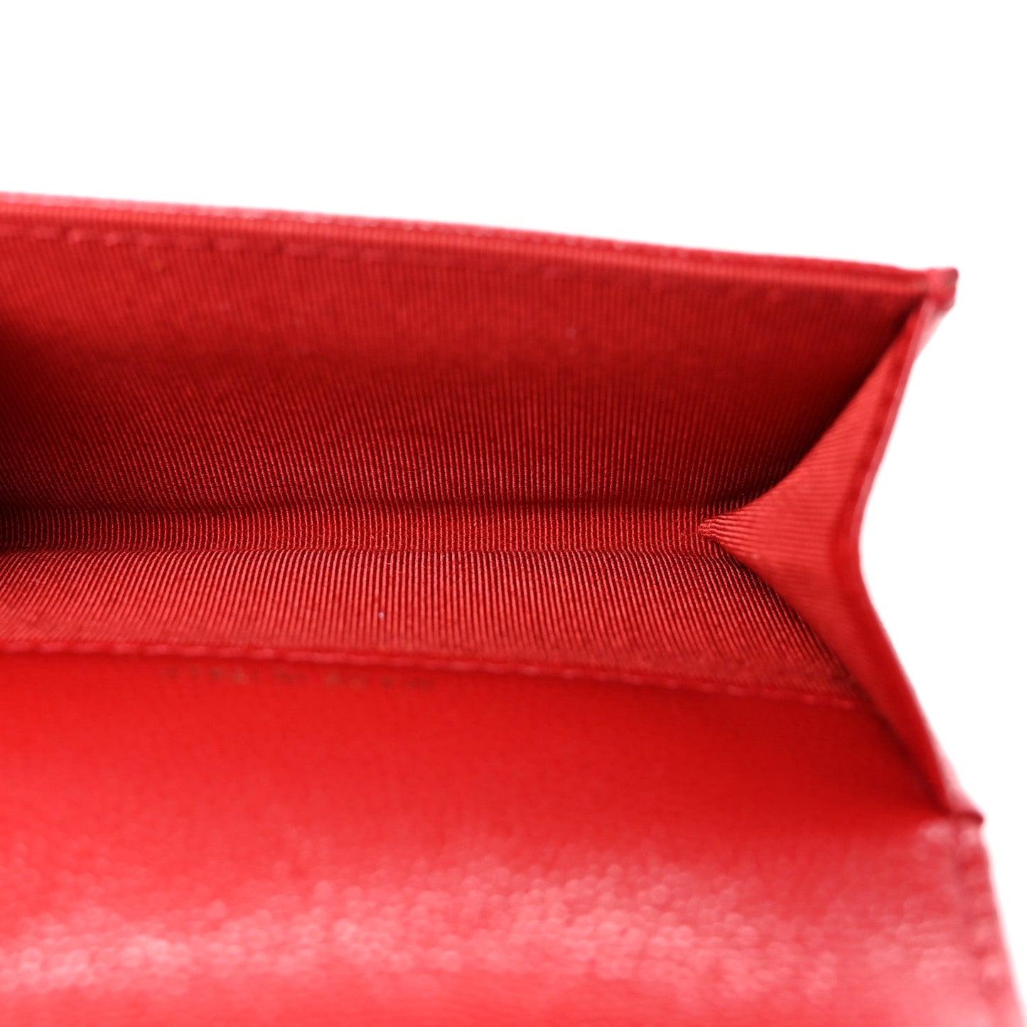 Caviar Quilted Flap Card Holder Wallet Red