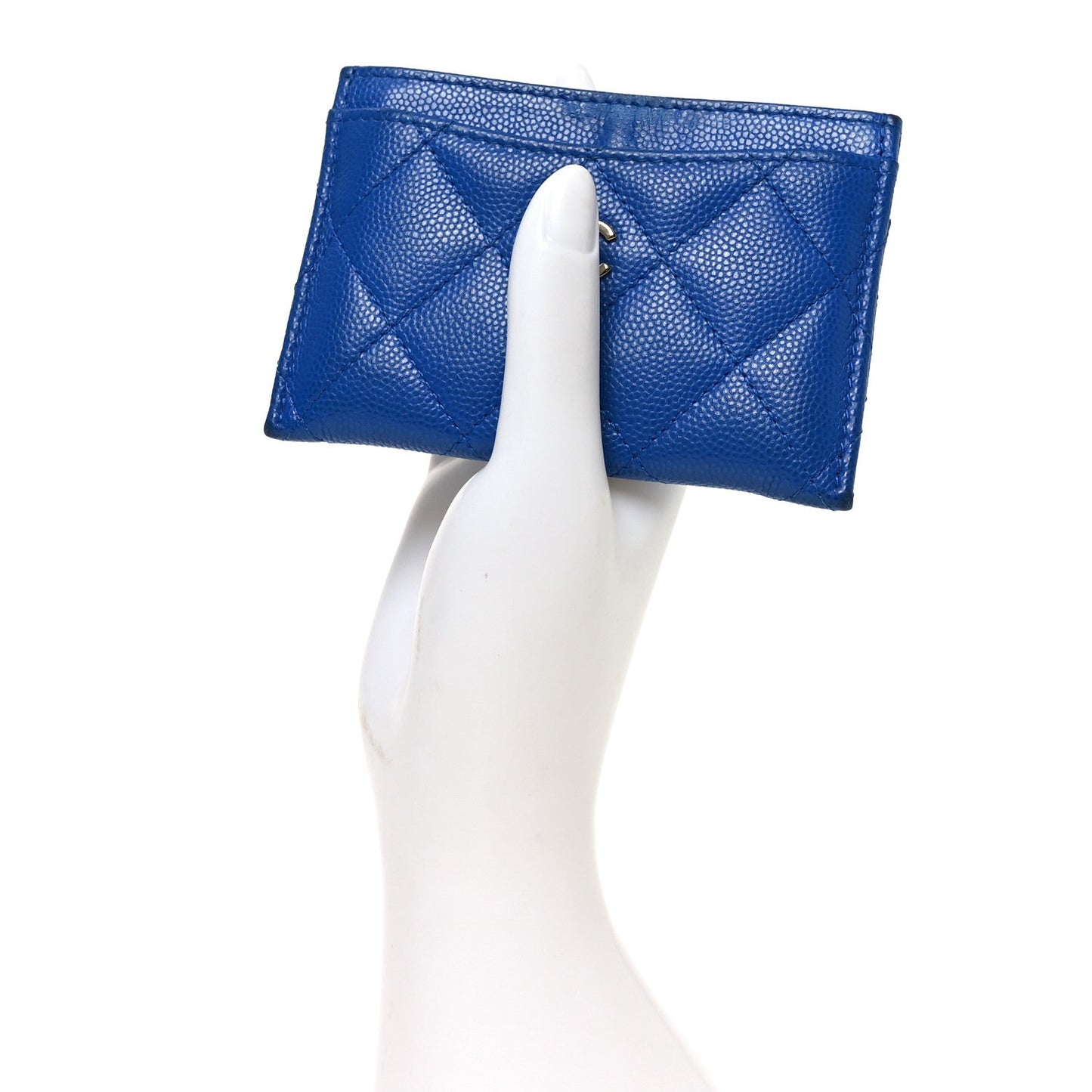 Caviar Quilted Card Holder Blue
