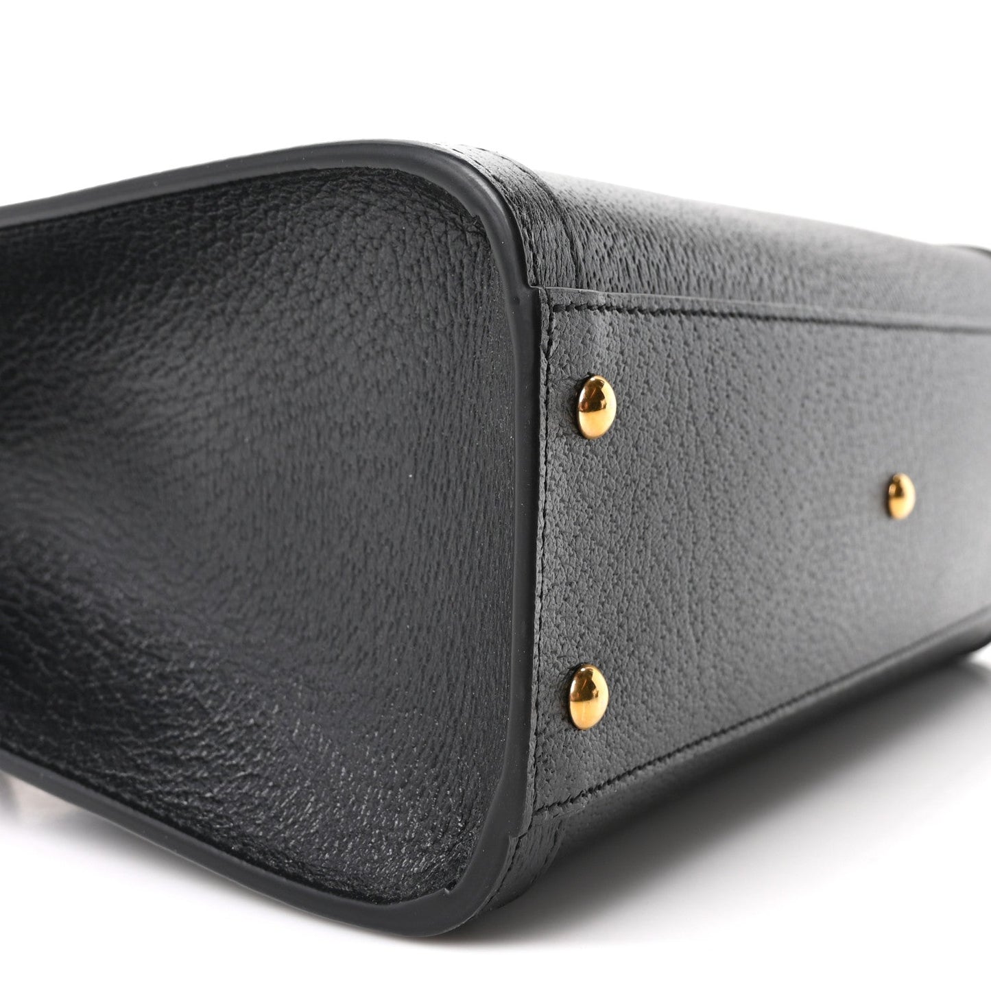 Textured Dollar Calfskin Web Small Diana Tote Bag Black Dusty Grey