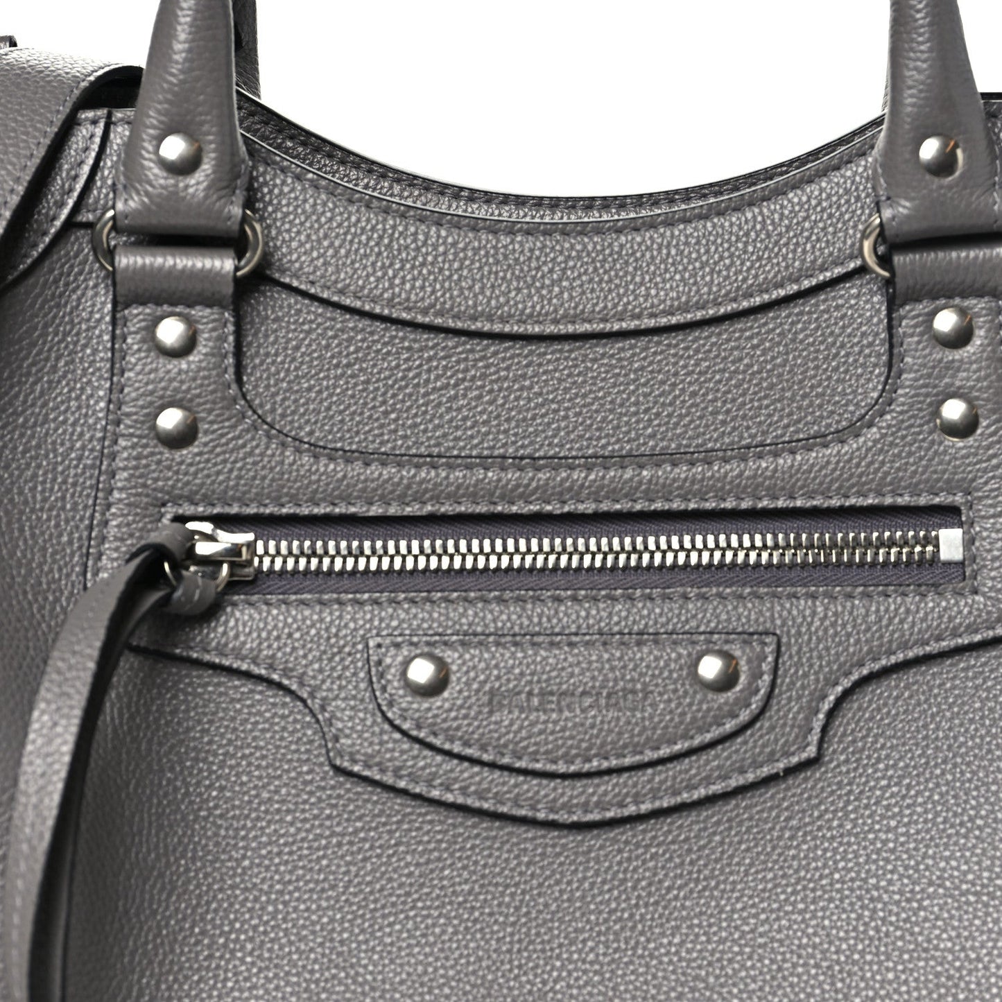 Grained Calfskin Neo Classic Silver Hardware Medium City Dark Grey