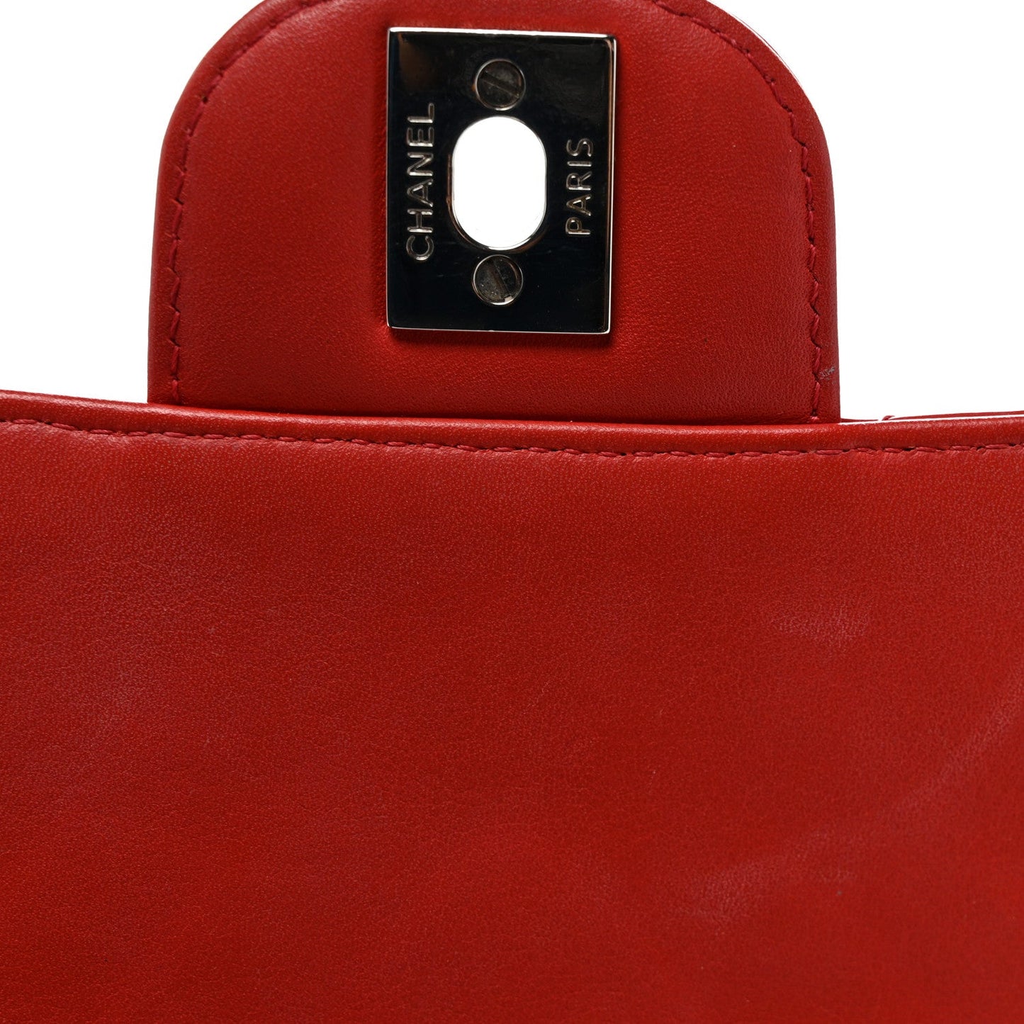 Patent Chevron Quilted Mini Square Flap Red