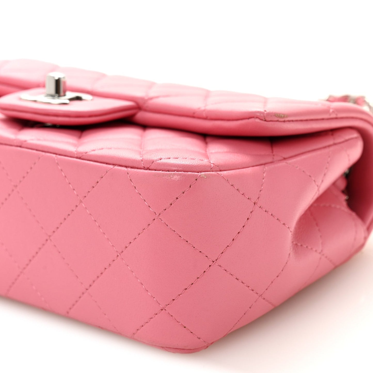 Lambskin Quilted Mini Rectangular Flap Pink