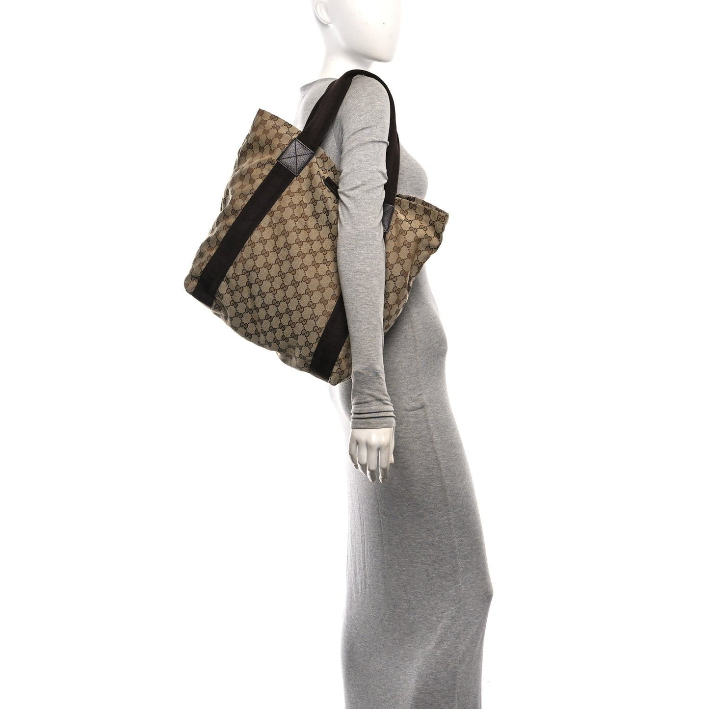 GG Monogram Medium Handle Vertical Tote Bag Dark Brown