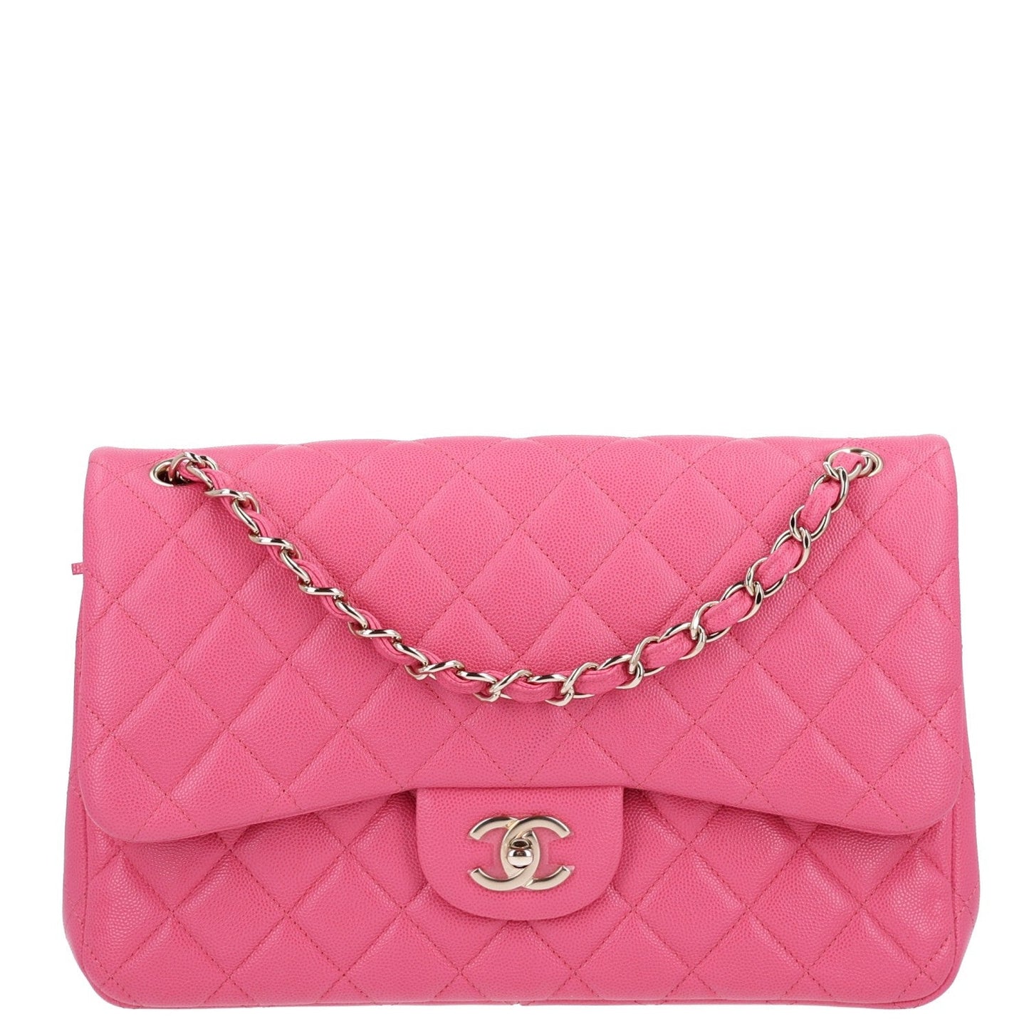 Caviar Quilted Jumbo Double Flap Pink