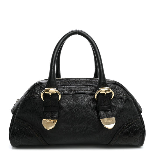 Calfskin Guccissima Signoria Bowler Bag Black