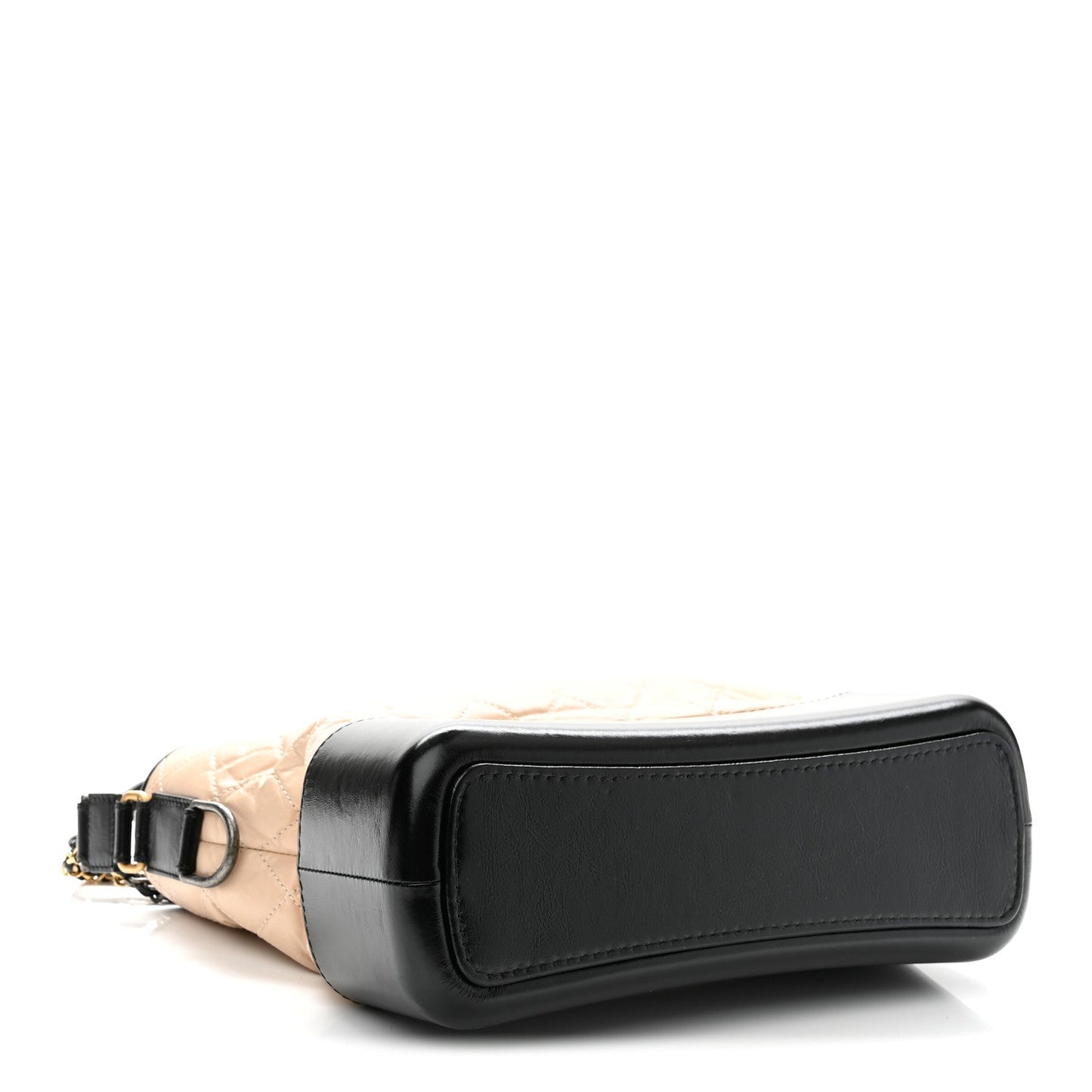 Aged Calfskin Quilted Medium Gabrielle Hobo Beige Black