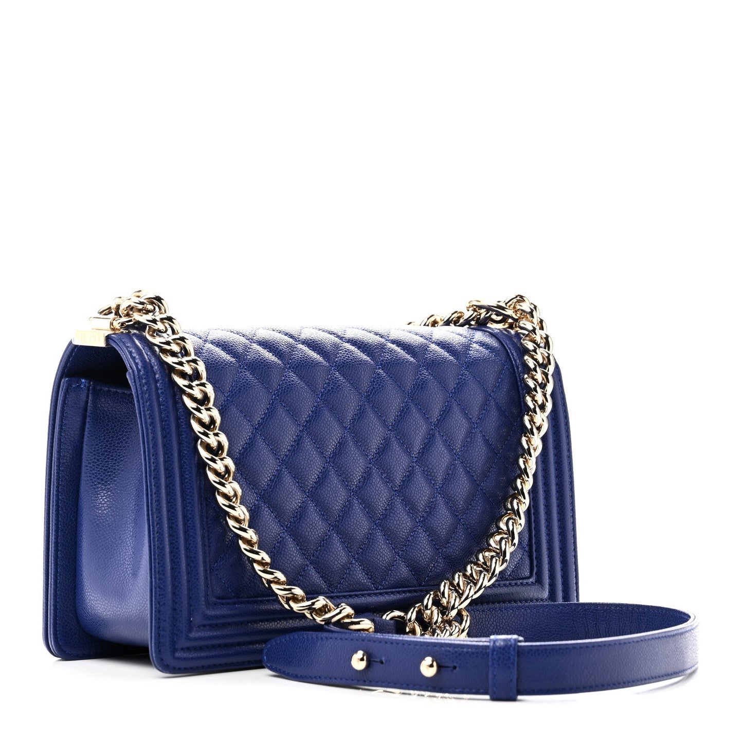 Caviar Quilted Medium Boy Flap Blue