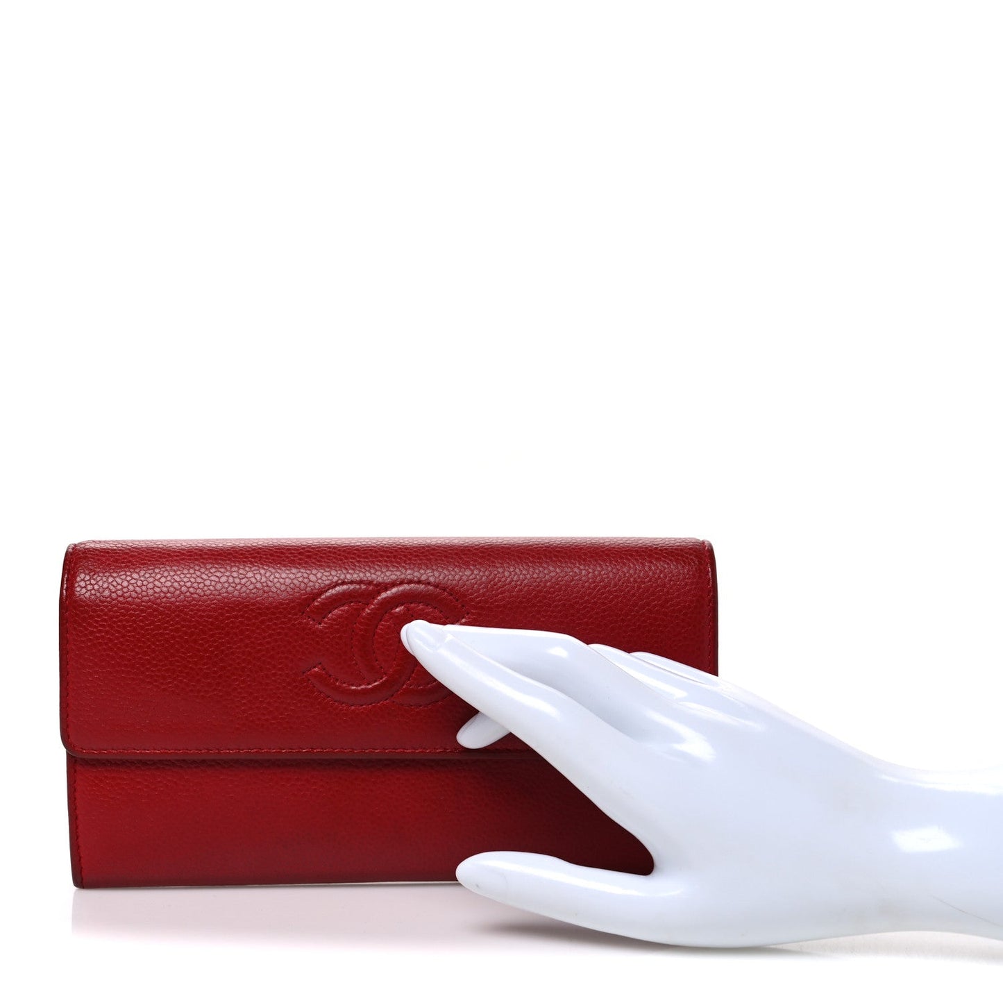 Caviar Timeless CC Large Gusset Flap Wallet Light Red