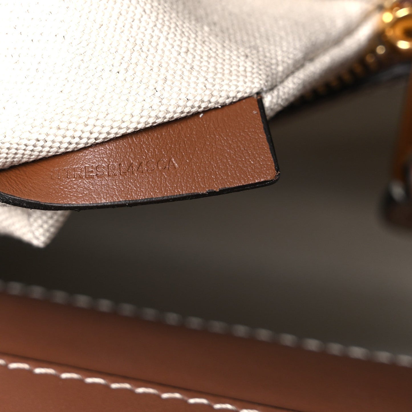 Canvas Smooth Calfskin Two Tone Mini Pocket Bag Natural Malt Brown
