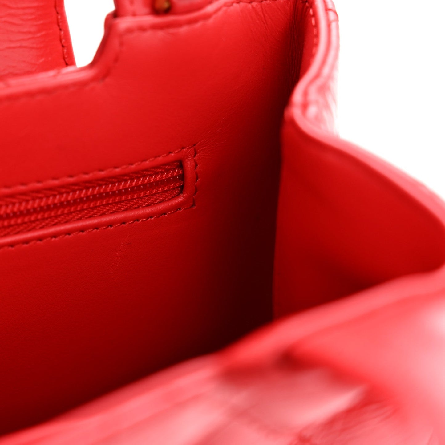 Shiny Aged Calfskin Quilted Nano Kelly Shopper Red