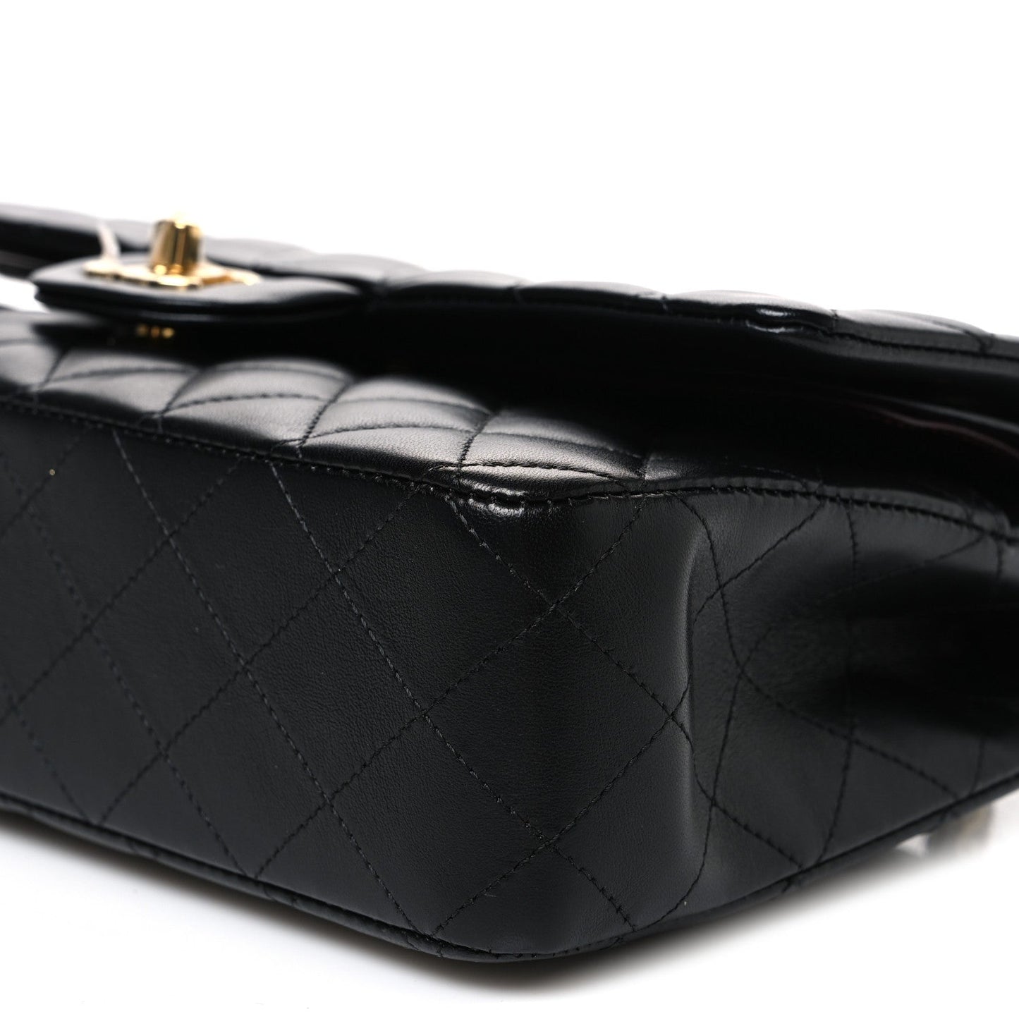 Lambskin Quilted Medium Double Flap Black