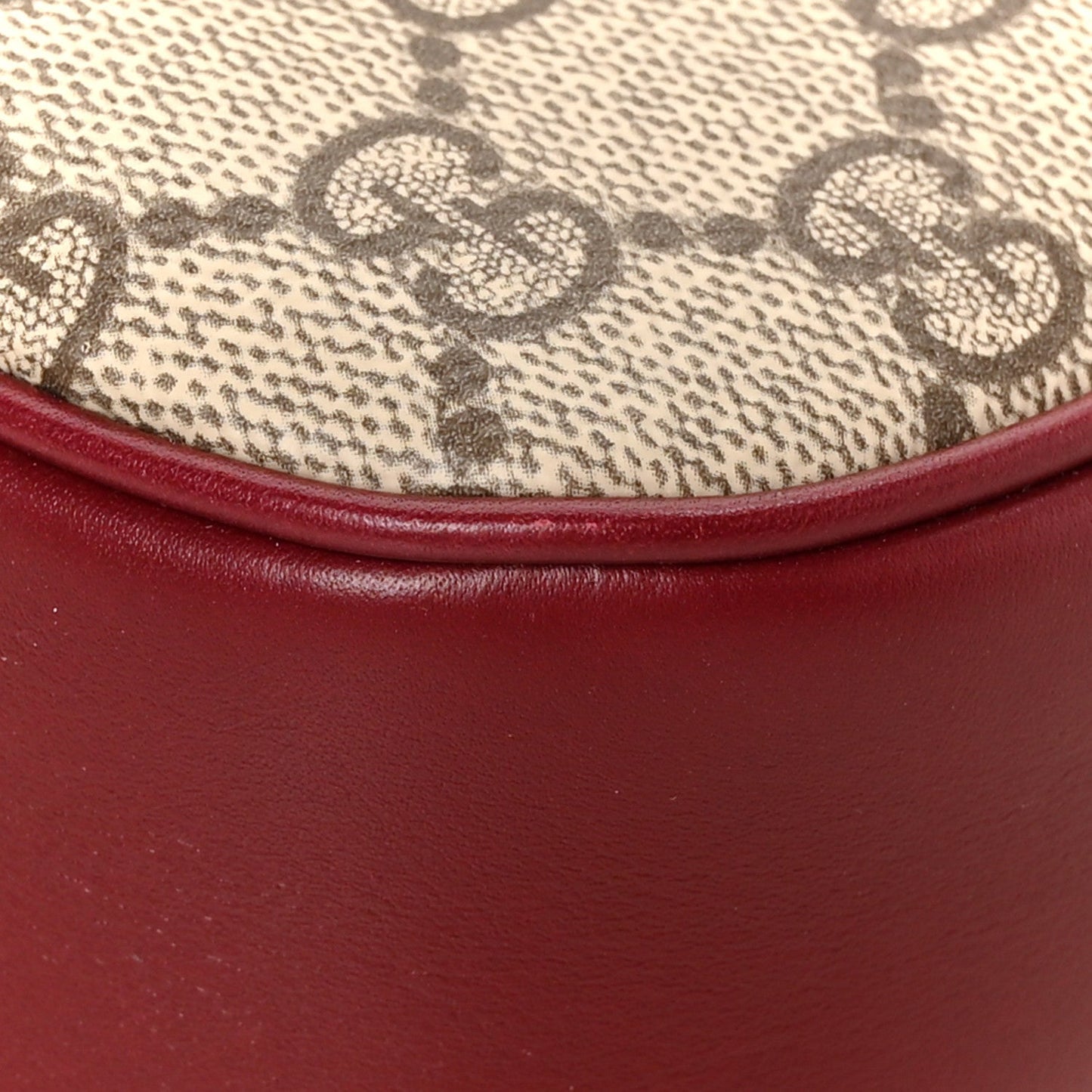 GG Supreme Monogram Horsebit 1955 Soft Small Shoulder Bag Beige Ebony Rosso Ancora