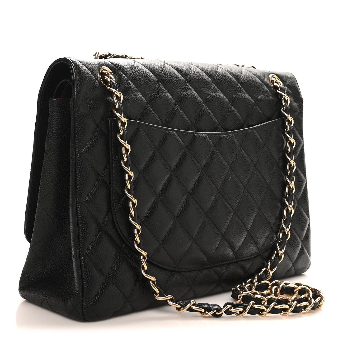 Caviar Quilted Maxi Double Flap Black