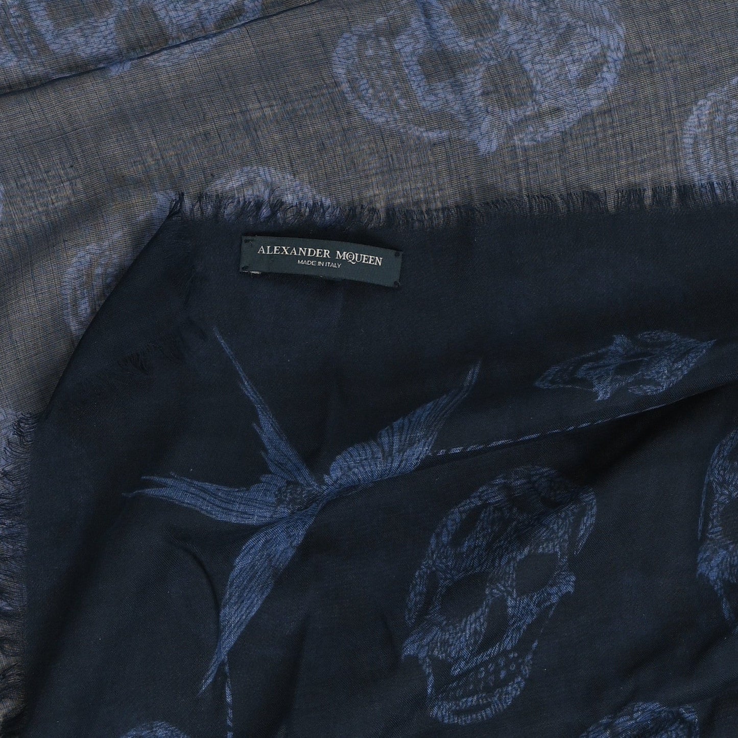 Silk Modal Skull Scarf Blue