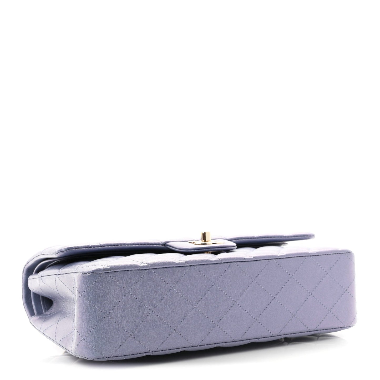 Iridescent Lambskin Quilted Medium Double Flap Light Purple